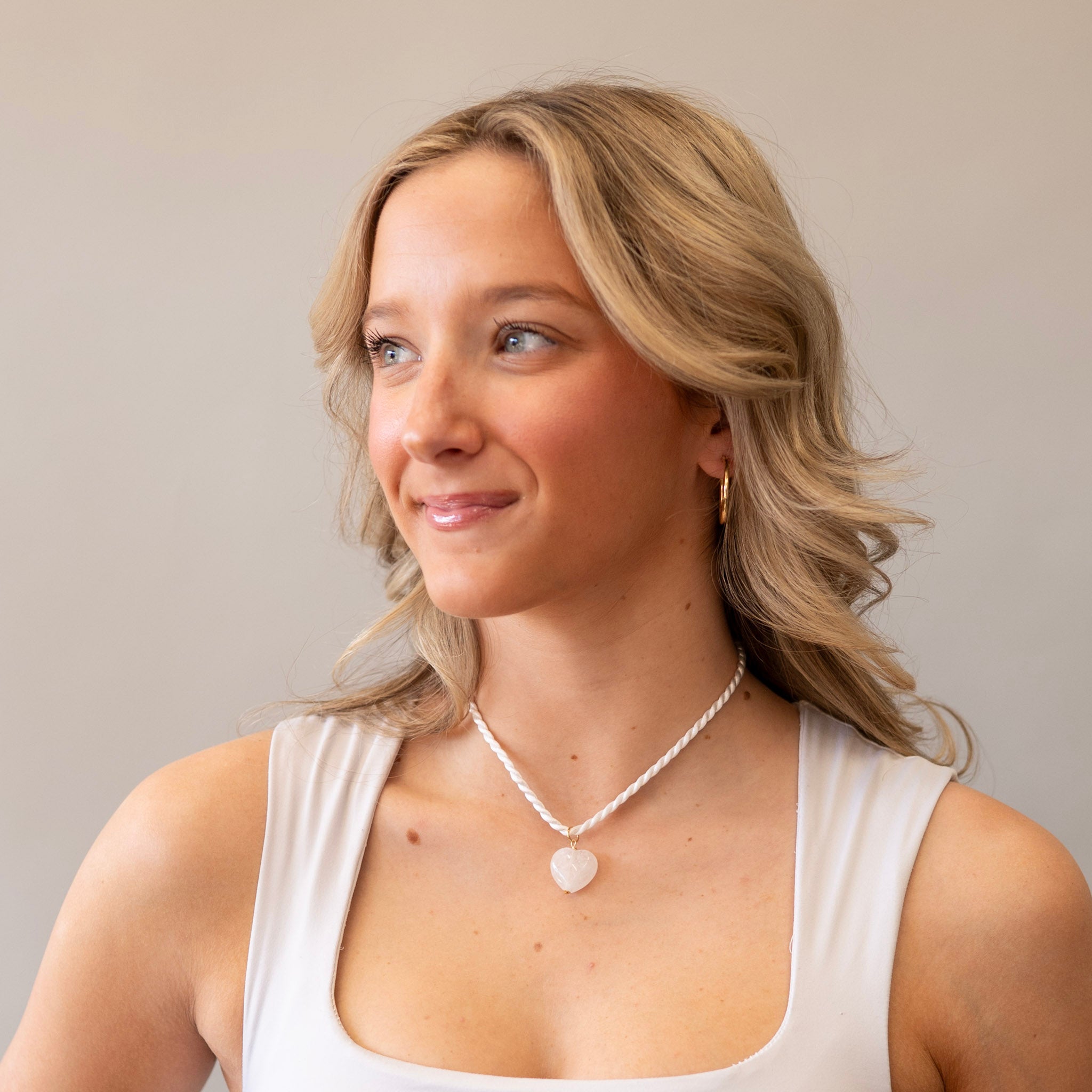 Silk Cord & Puffy Heart Charm Necklace