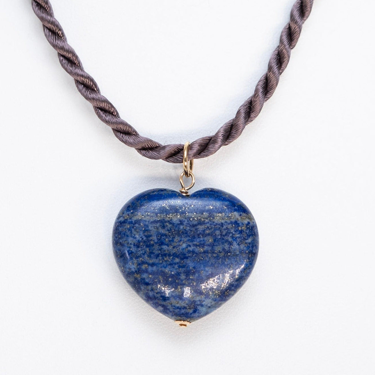 Silk Cord & Puffy Heart Charm Necklace