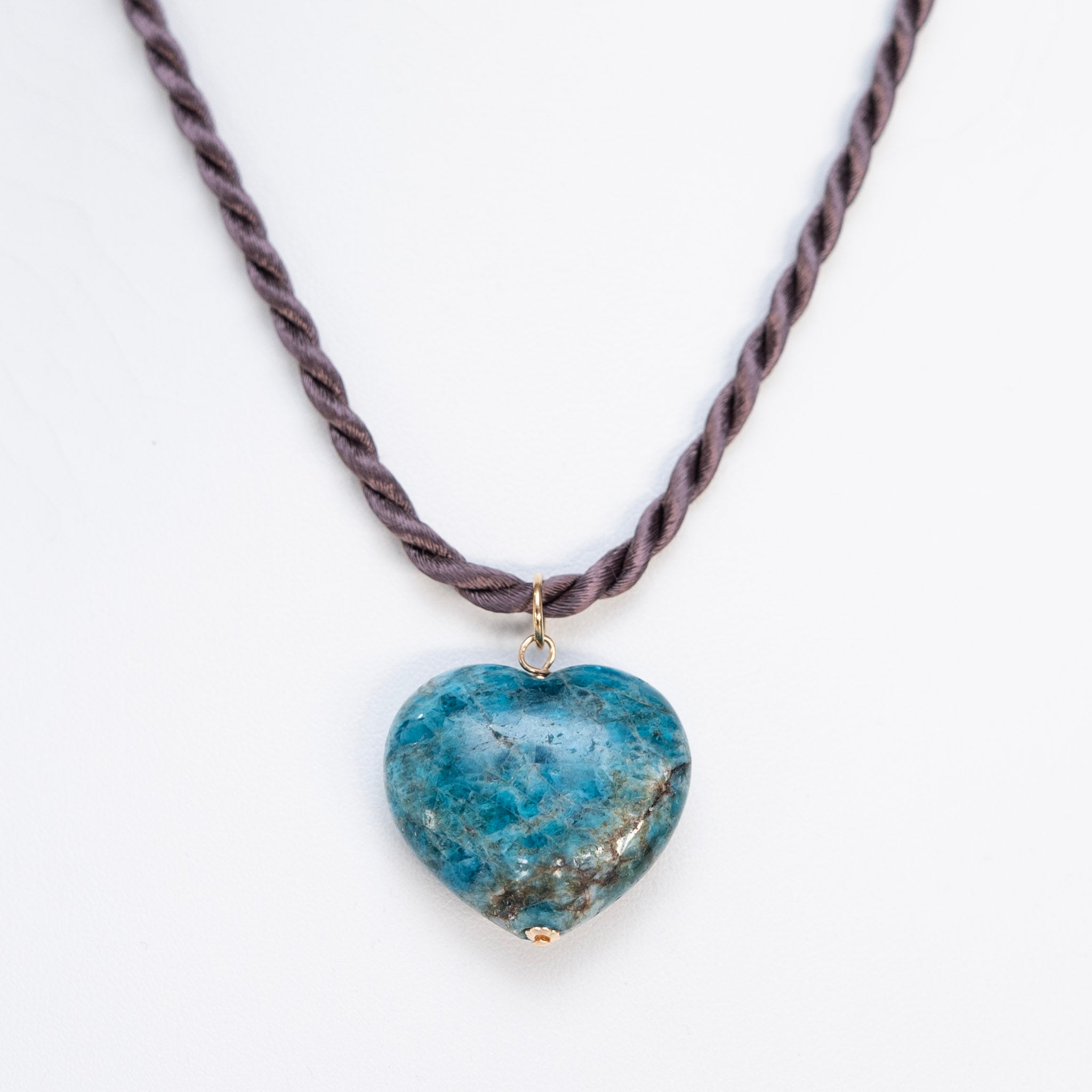 Silk Cord & Puffy Heart Charm Necklace