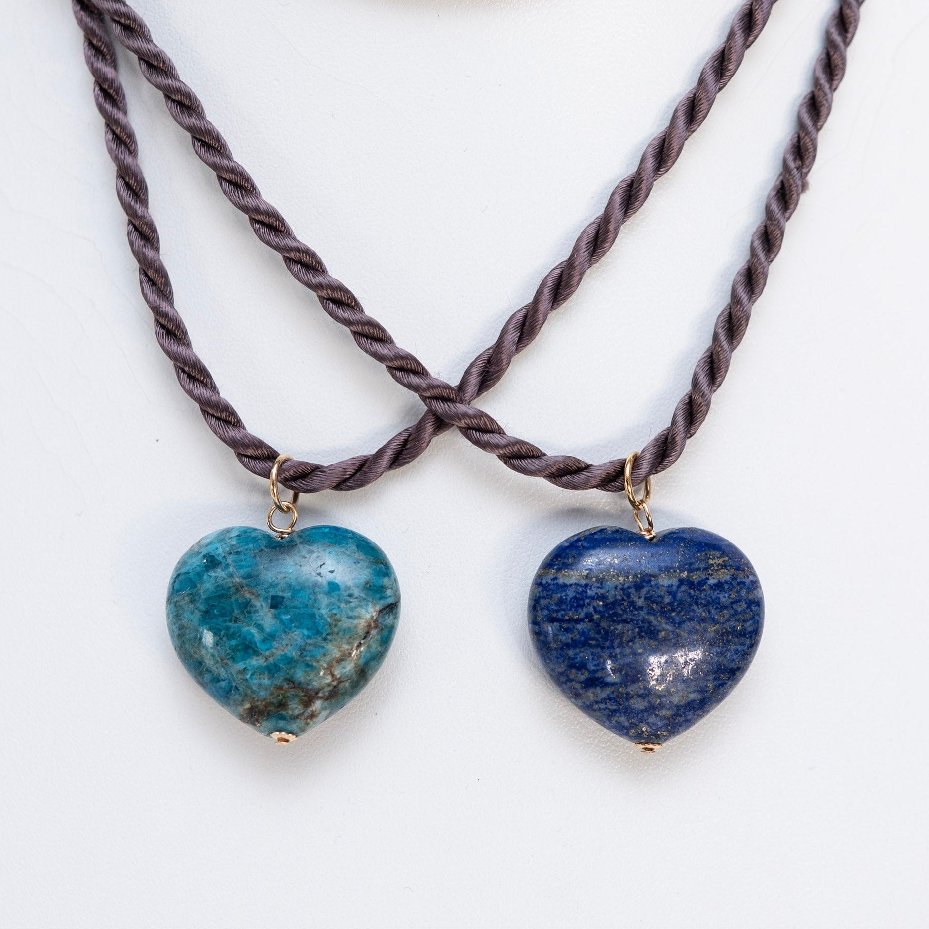 Silk Cord & Puffy Heart Charm Necklace