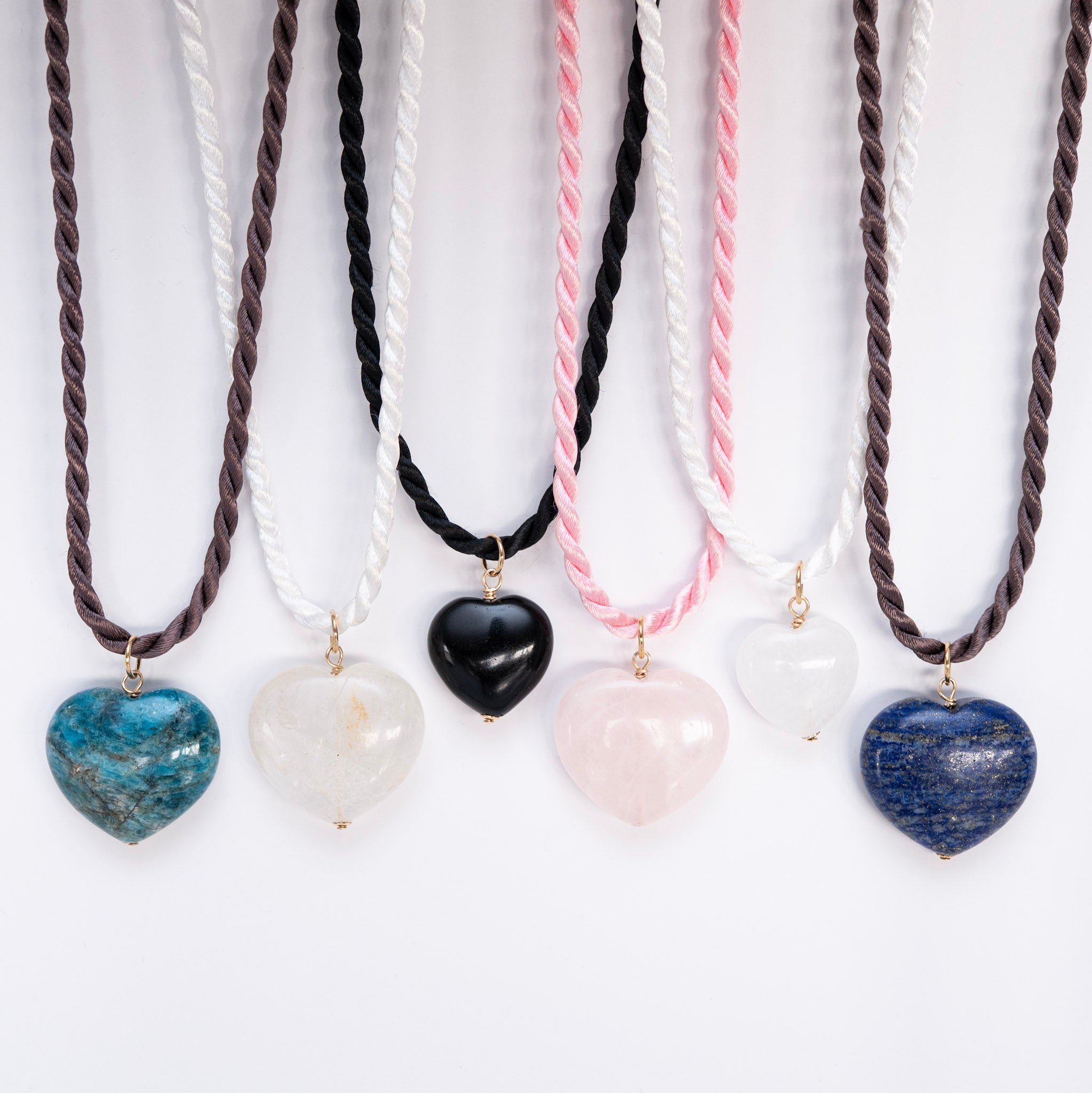 Silk Cord & Puffy Heart Charm Necklace