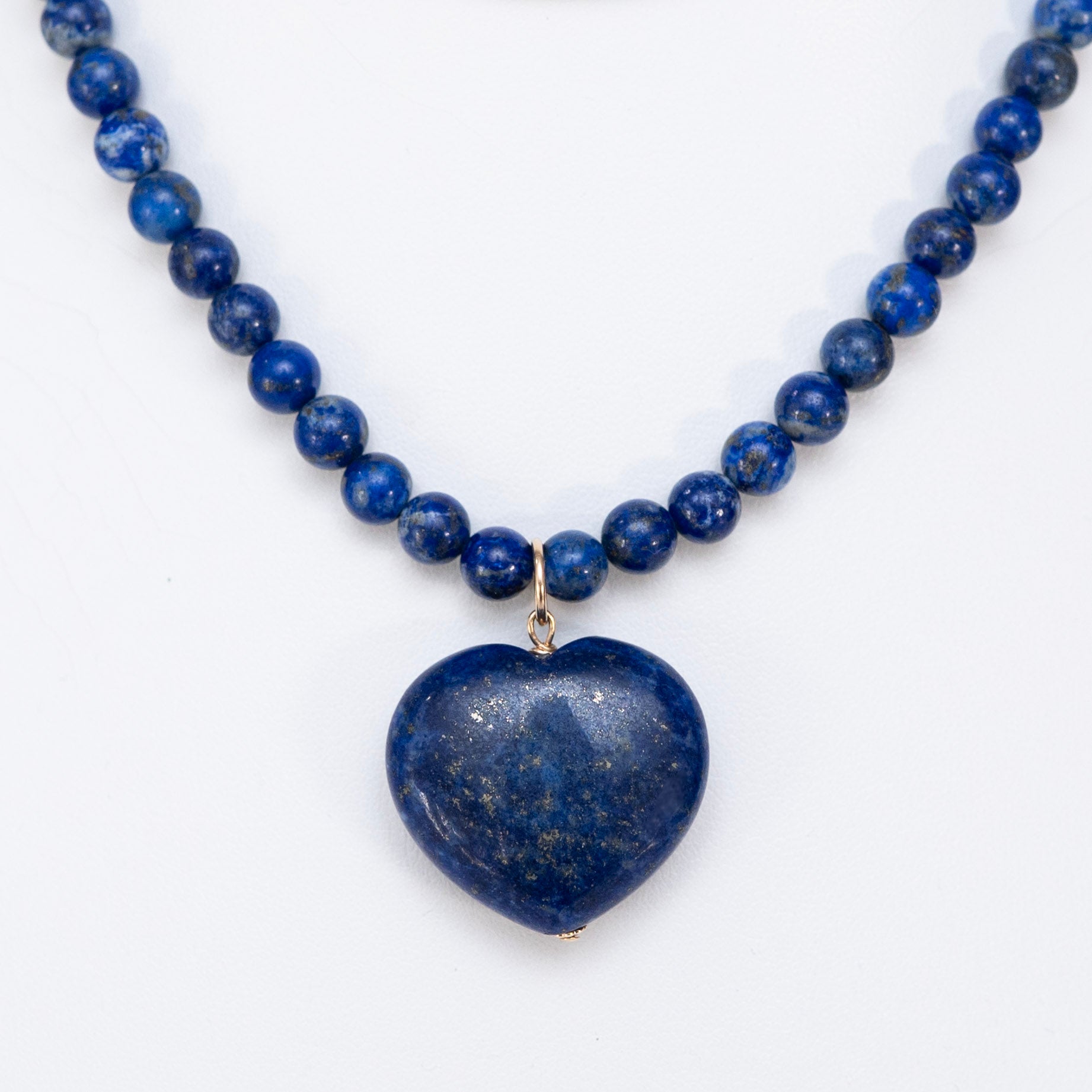 Lapis Beaded Heart Necklace
