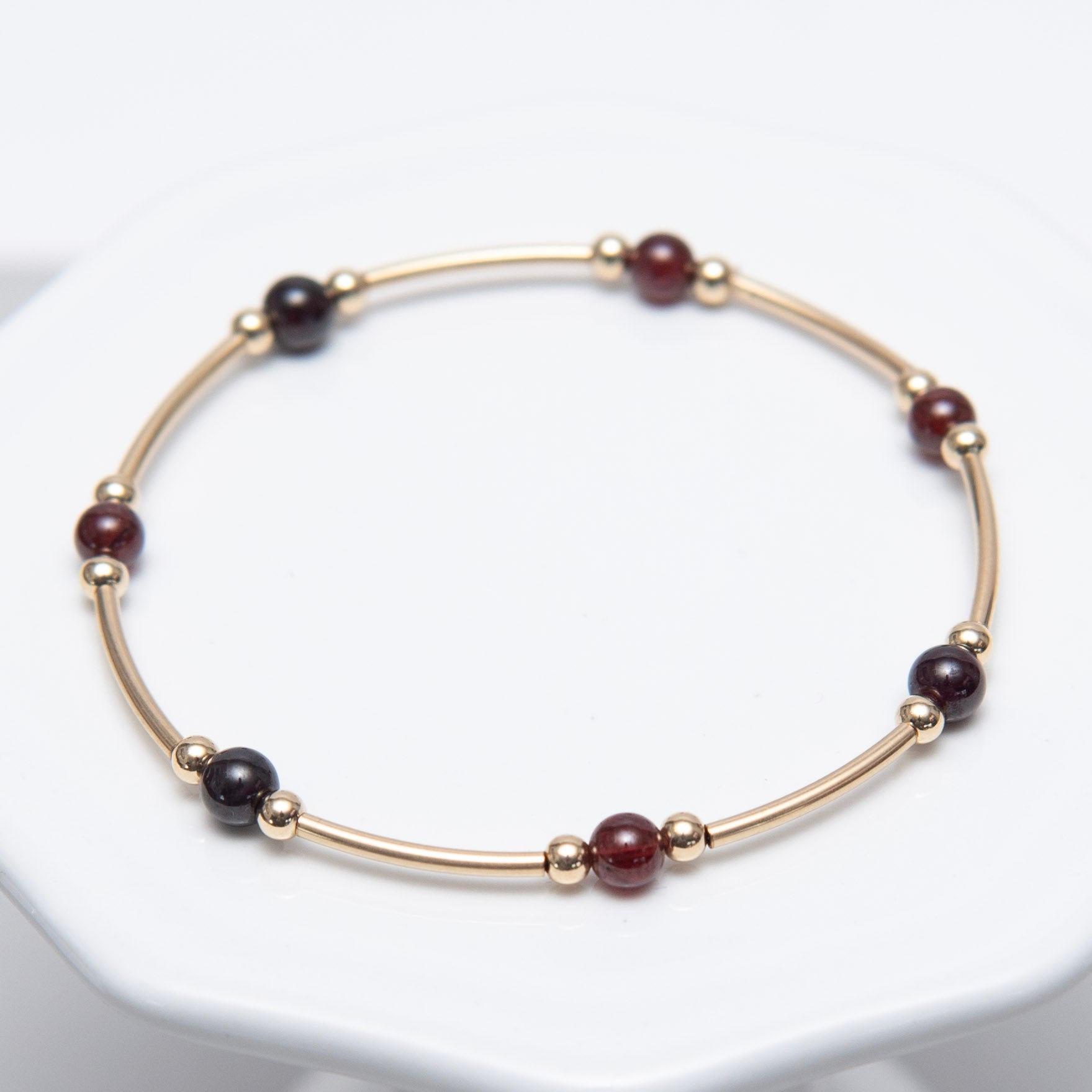 January Garnet Beaded Lux Tube Bracelet - Jewel Ya