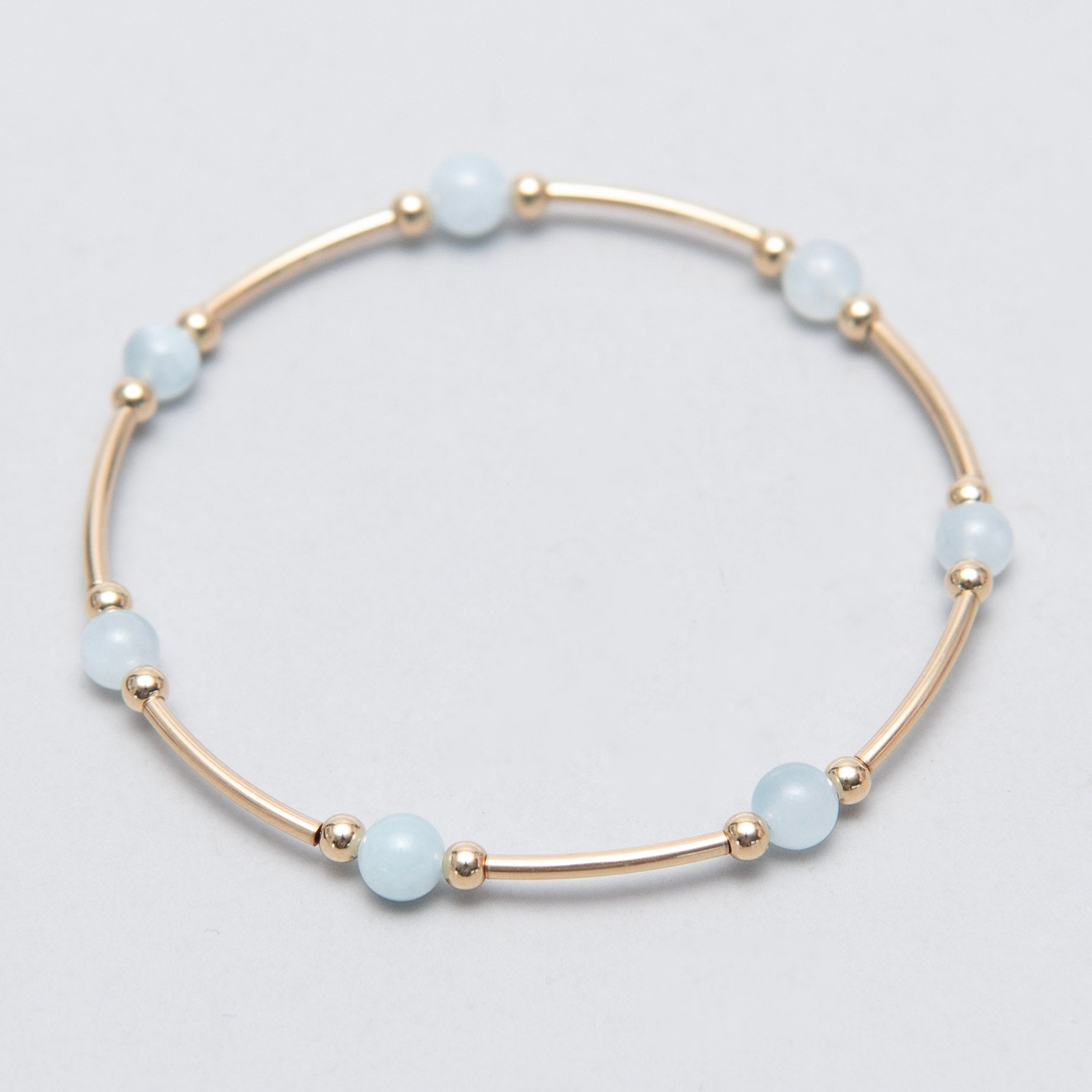 March Aquamarine Beaded Lux Tube Bracelet - Jewel Ya