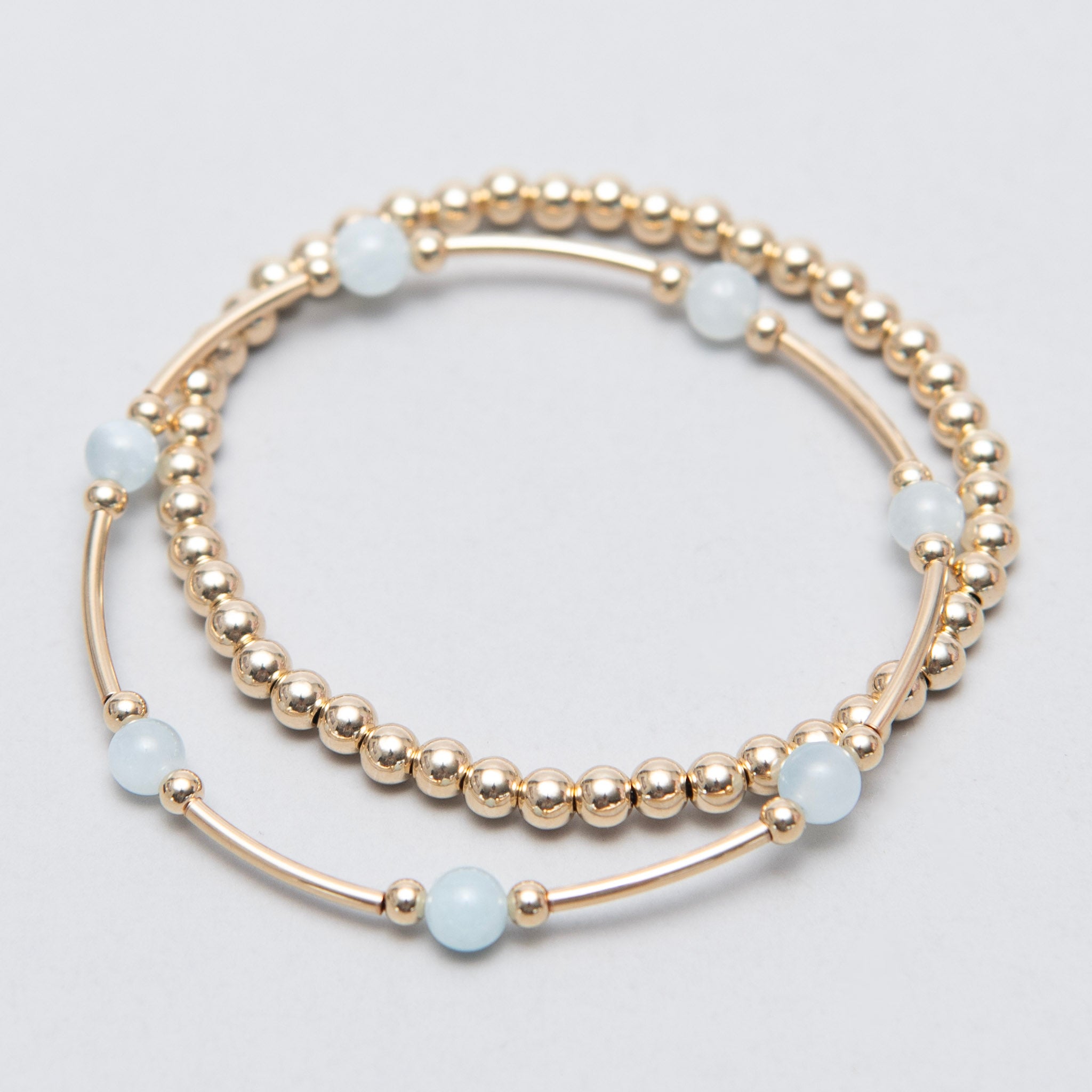 March Aquamarine Beaded Lux Tube Bracelet - Jewel Ya