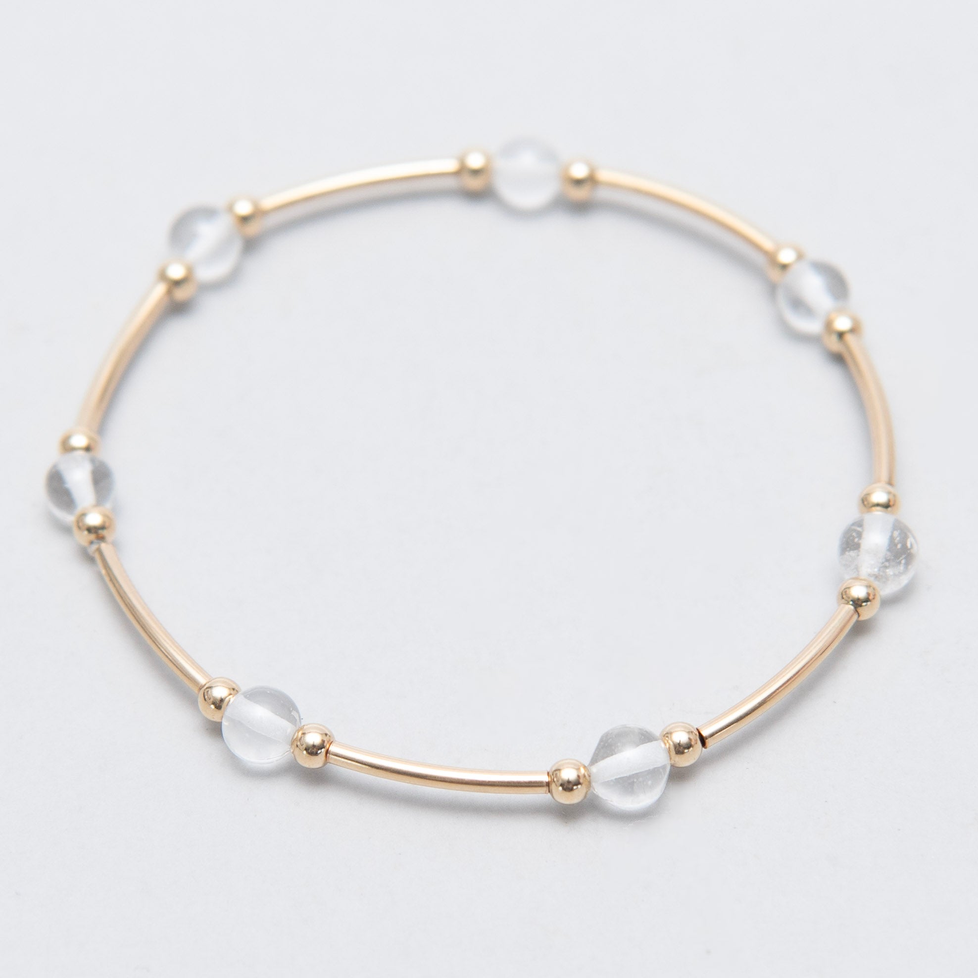 April Crystal Quartz Beaded Lux Tube Bracelet - Jewel Ya