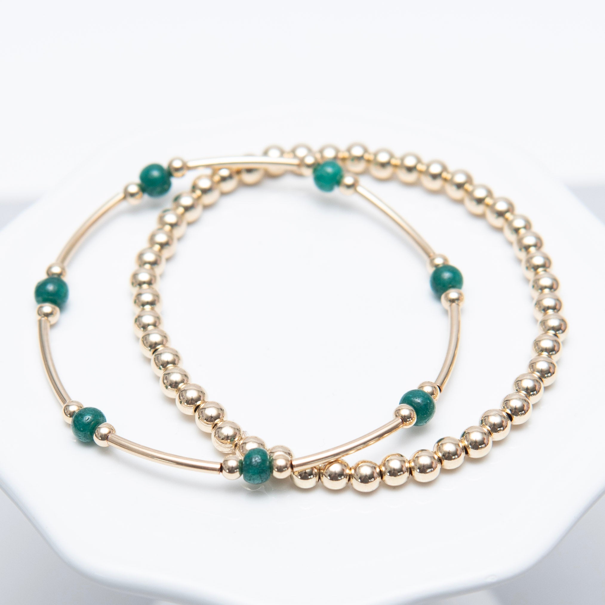 May Emerald Beaded Lux Tube Bracelet - Jewel Ya