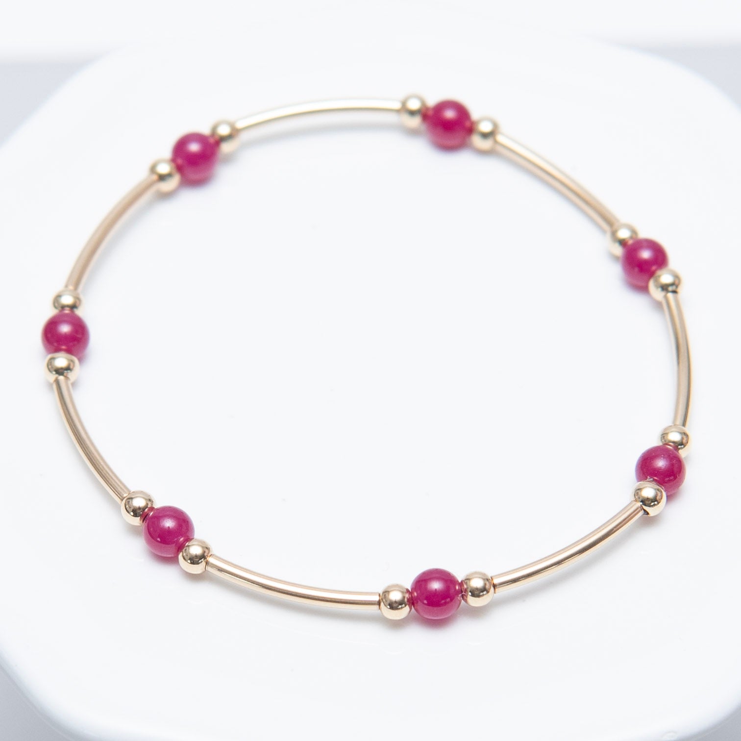 July Ruby Beaded Lux Tube Bracelet - Jewel Ya