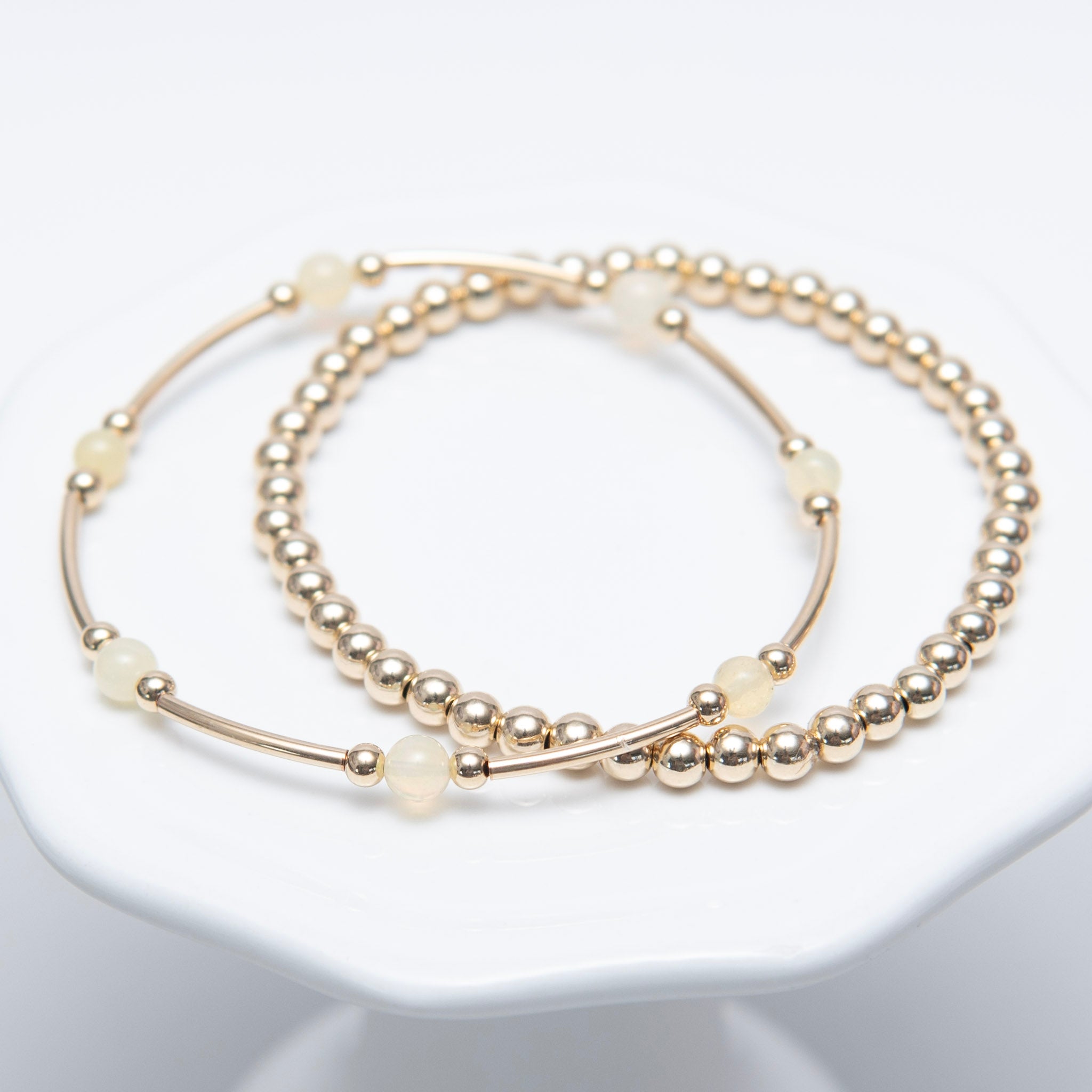 October Opal Beaded Lux Tube Bracelet - Jewel Ya