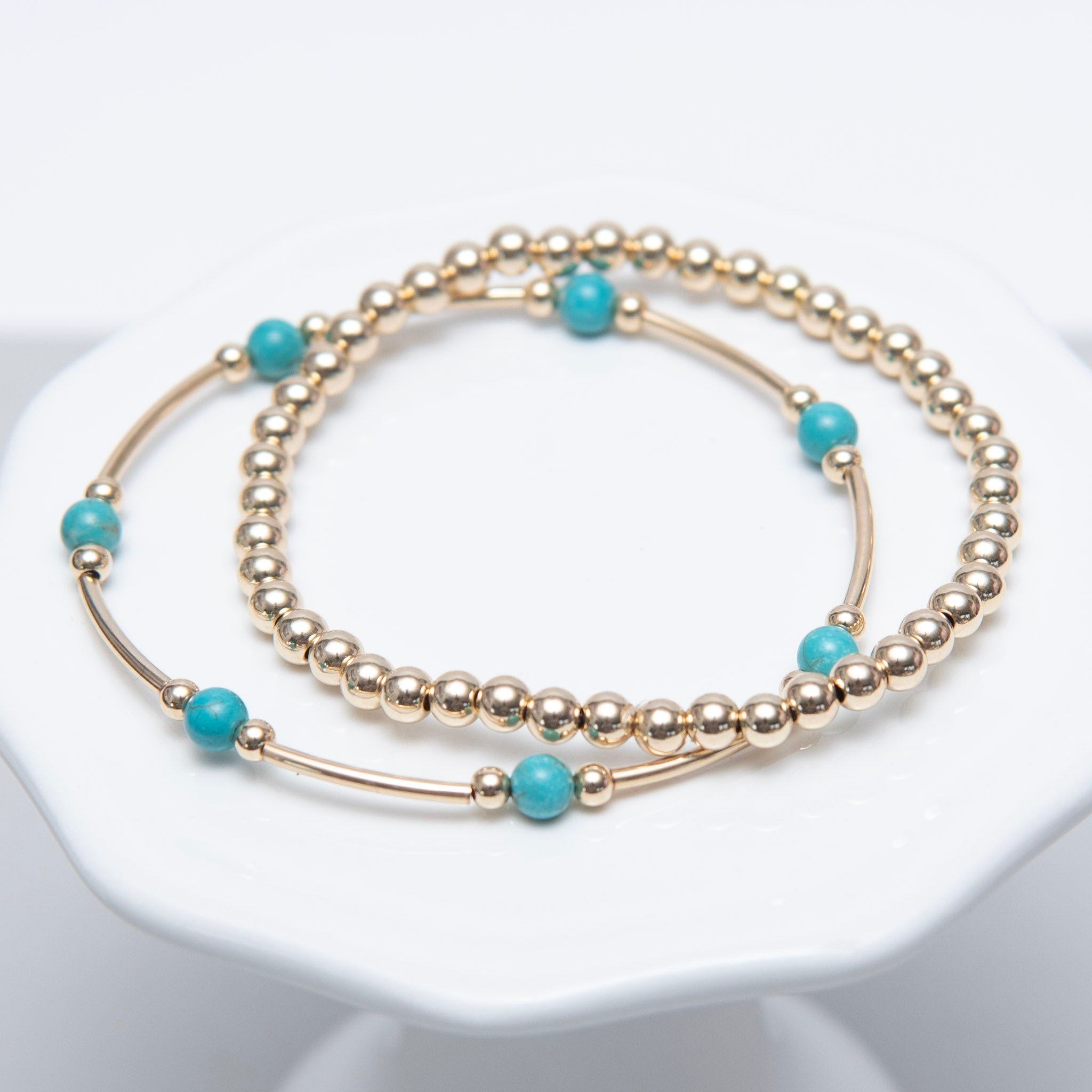 December Turquoise Beaded Lux Tube Bracelet - Jewel Ya