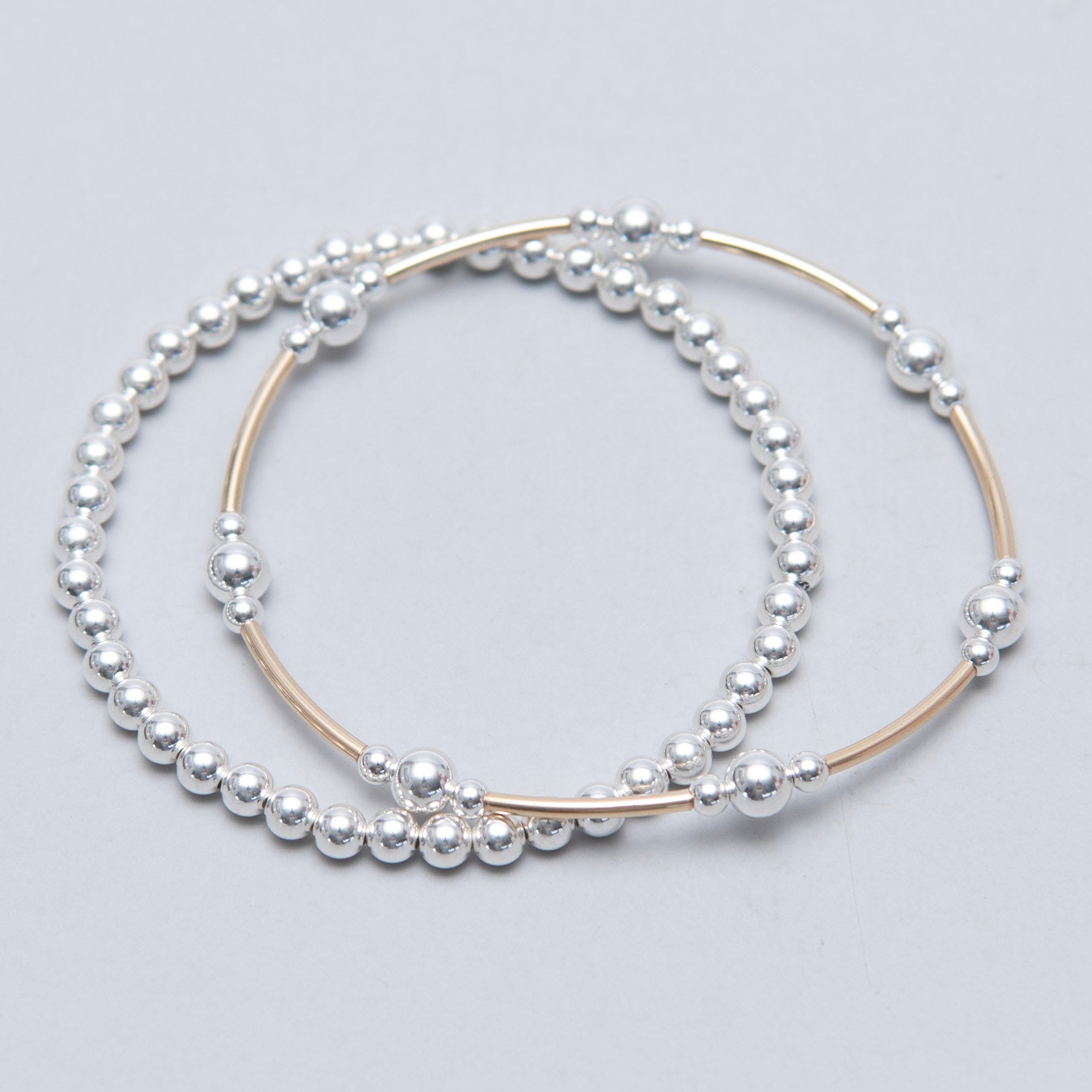 Mixed Metal Beaded Lux Tube Bracelet - Jewel Ya