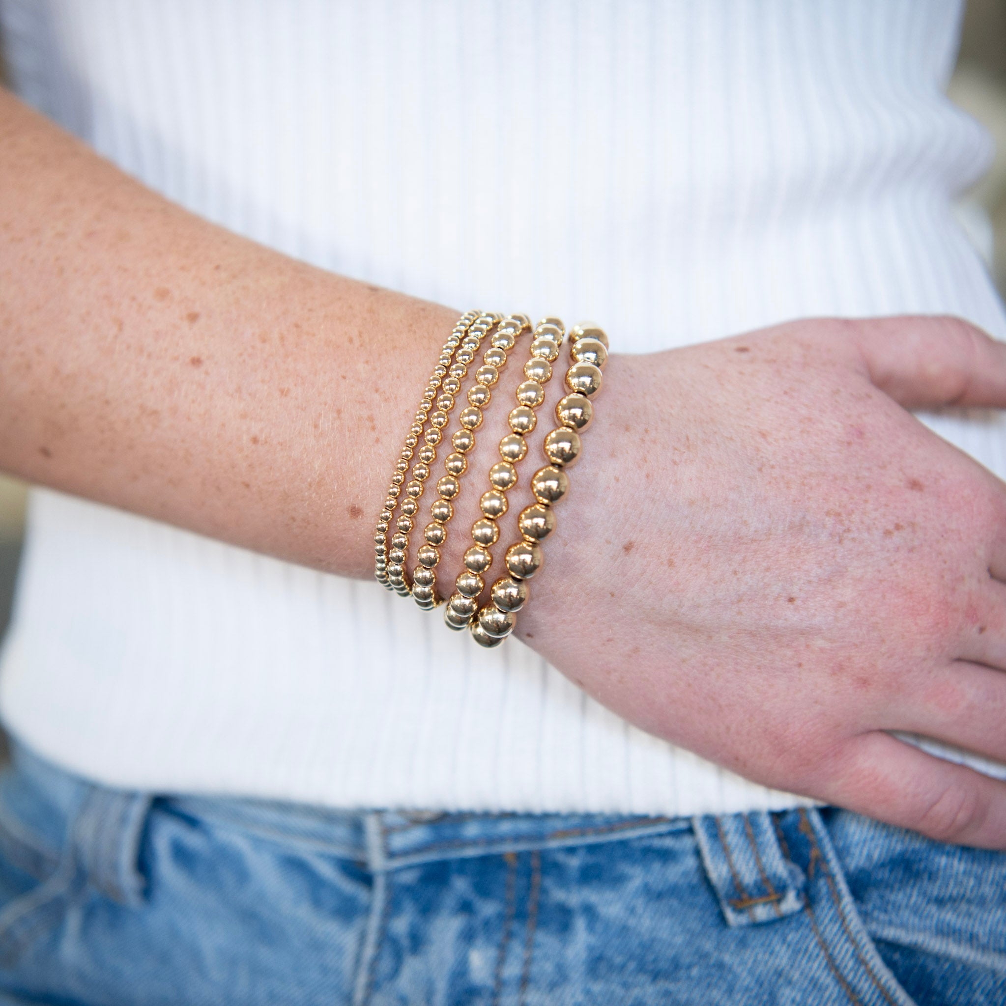 5mm 14k Gold Filled Beaded Bracelet - Jewel Ya