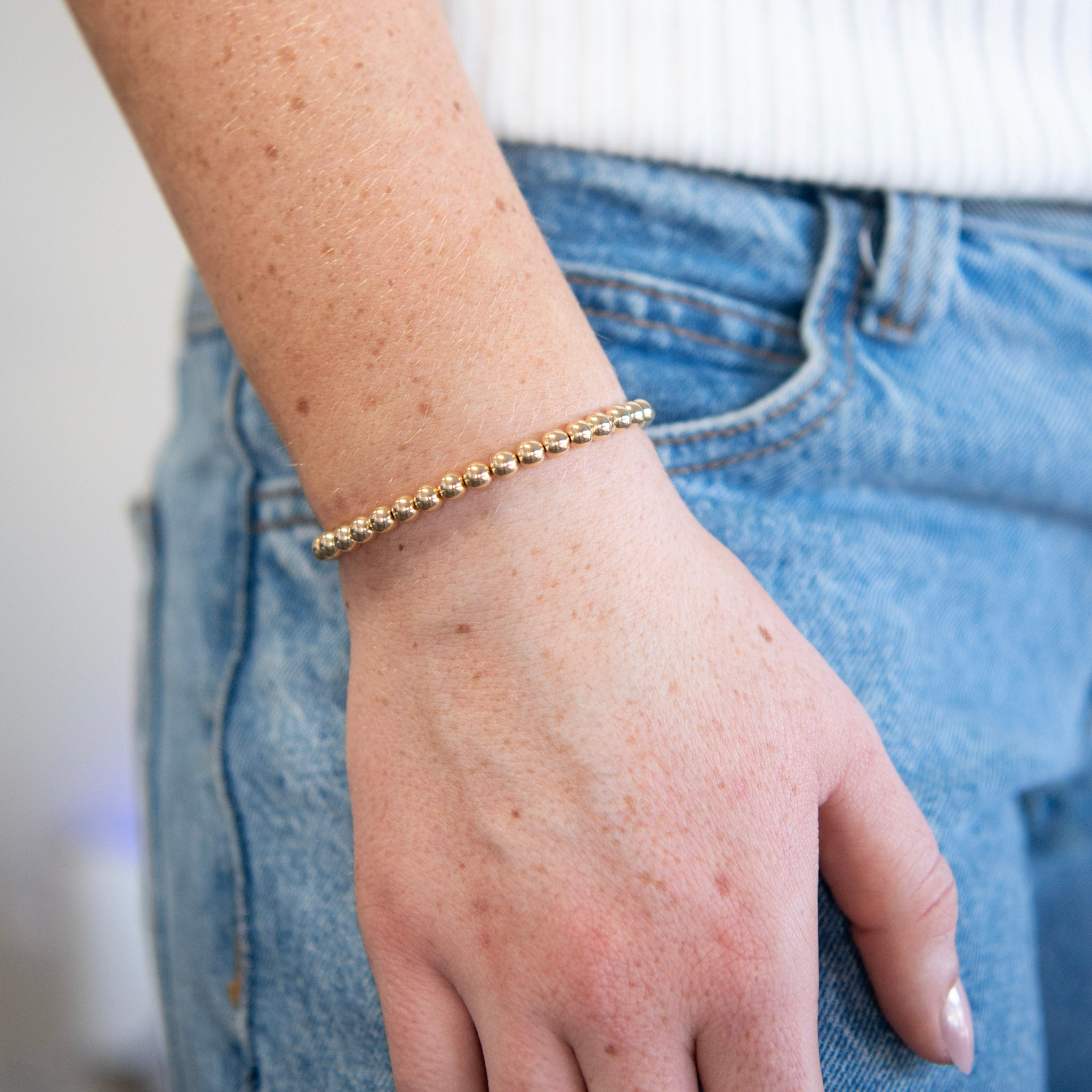 5mm 14k Gold Filled Beaded Bracelet - Jewel Ya