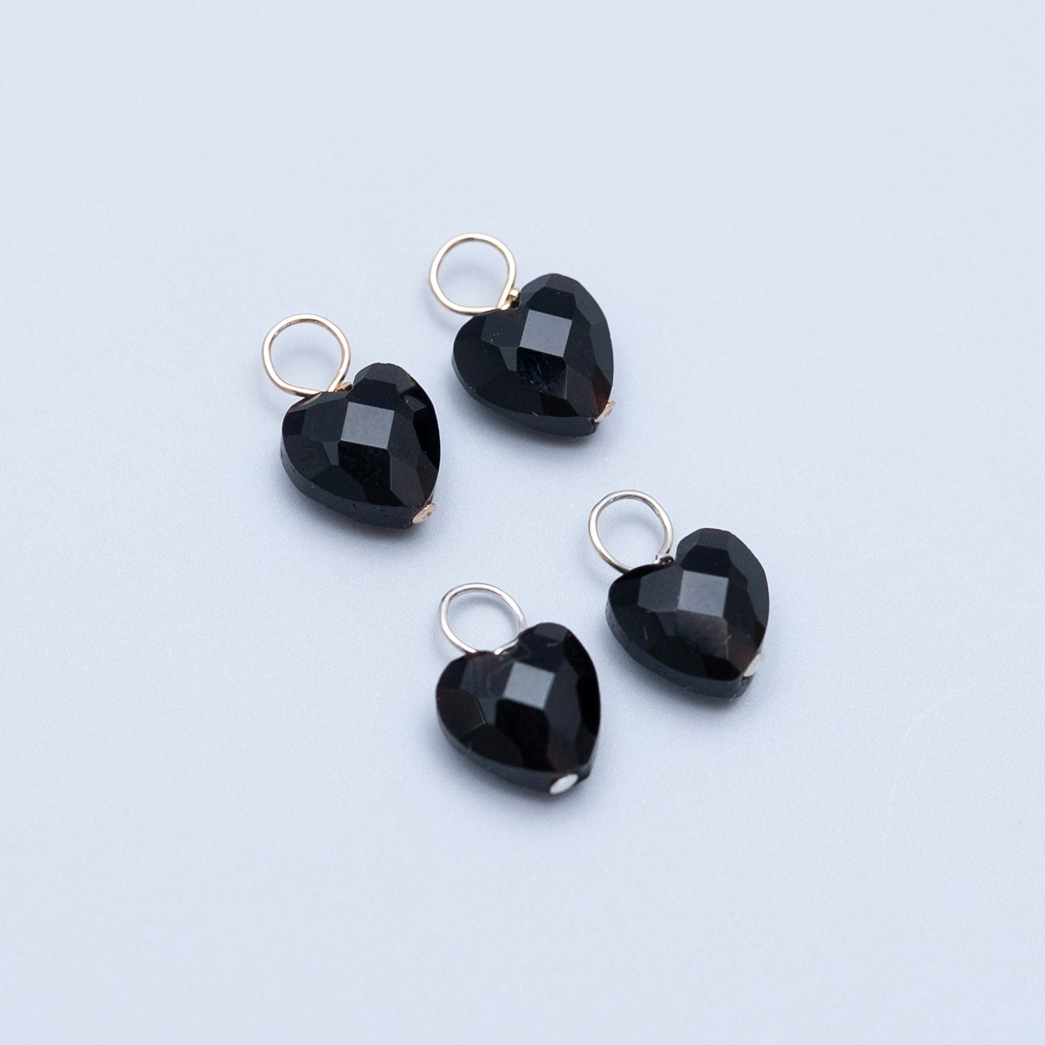 Black Onyx Heart Hoop Drops