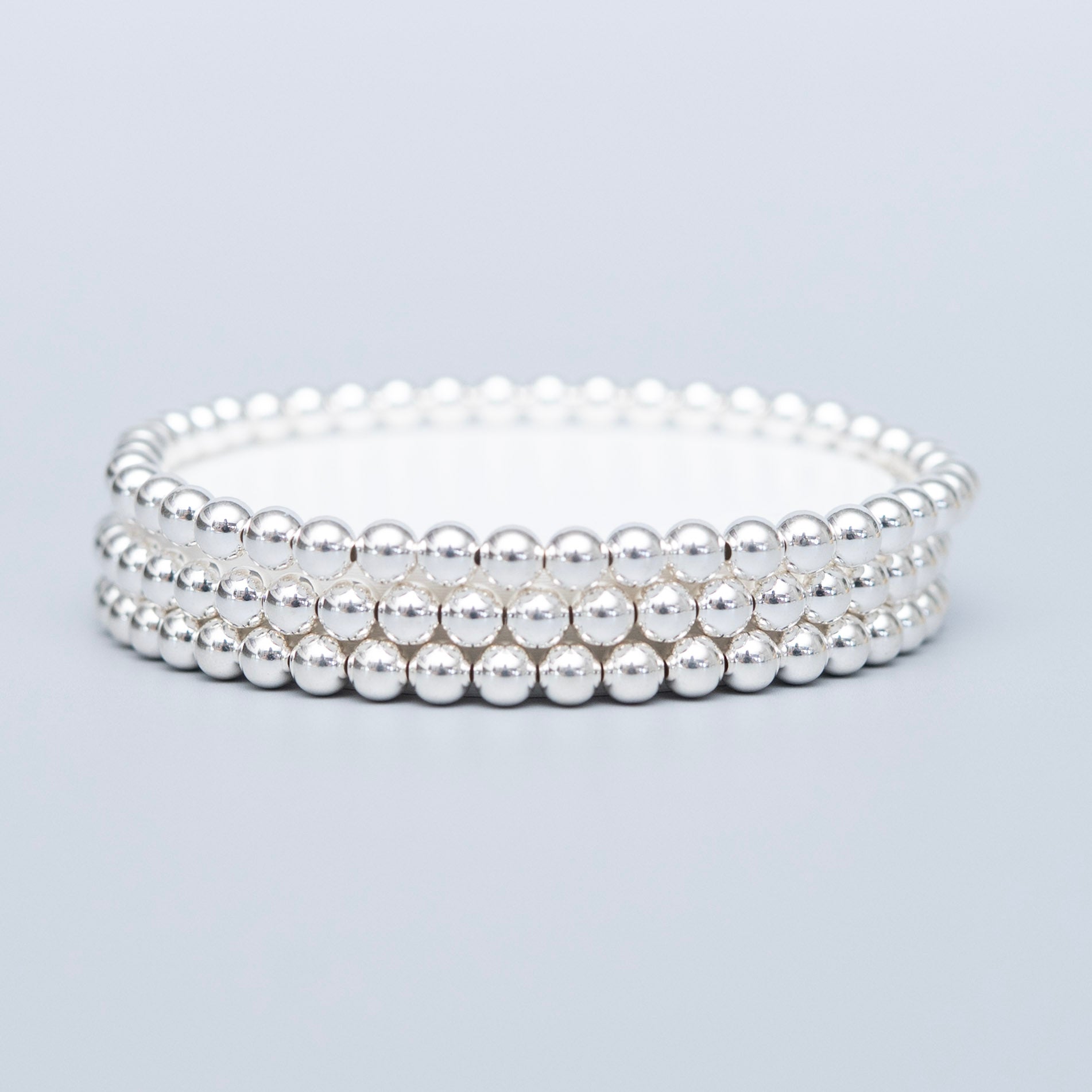 4mm Sterling Silver Beaded Lux Bracelet Trio
