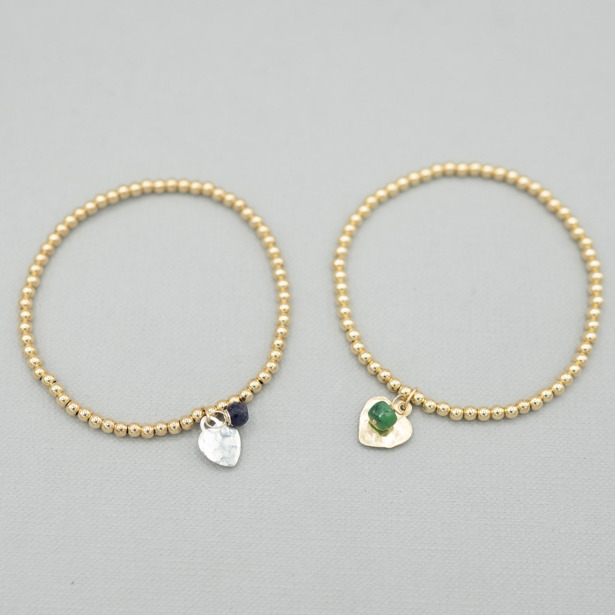 Custom 3mm Beaded Lux Birthstone Heart Bracelet - Jewel Ya