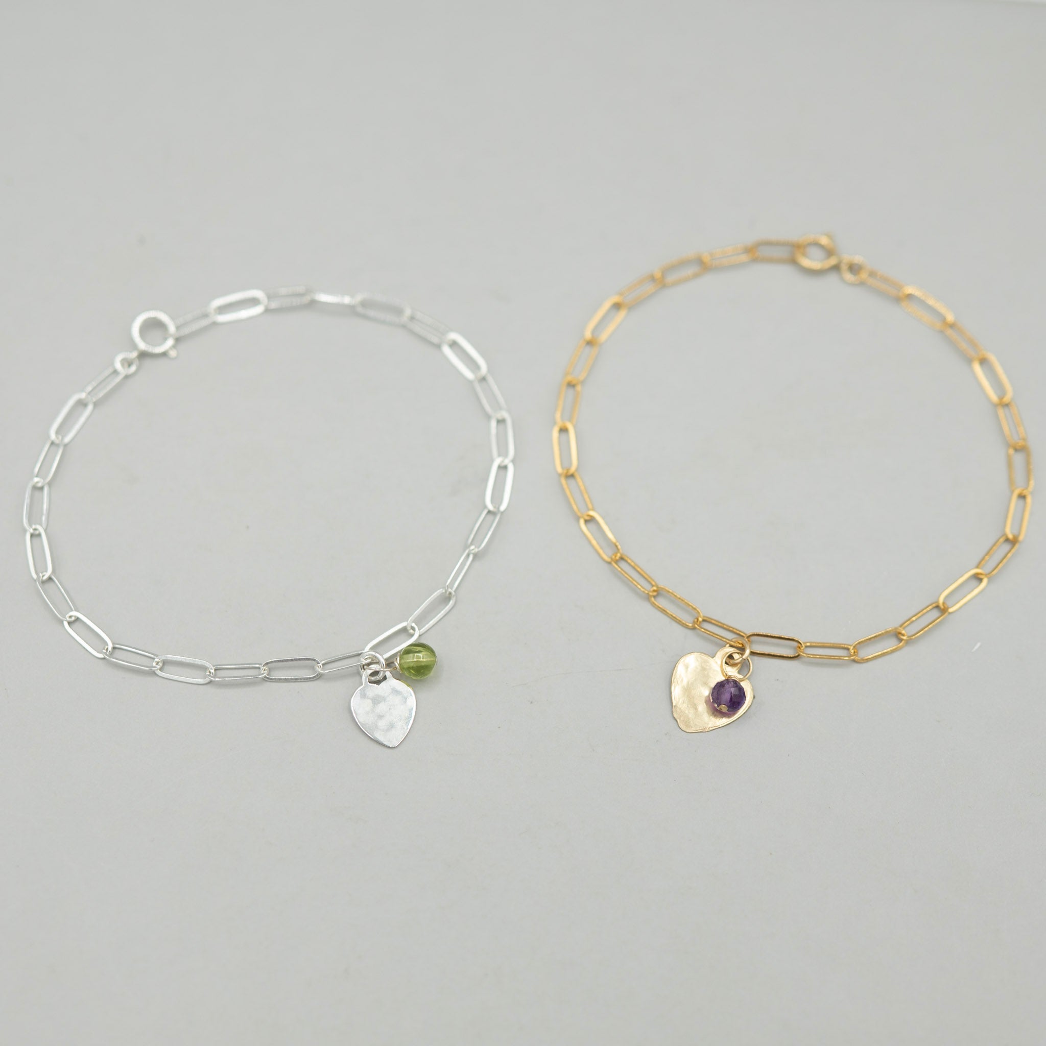 Custom Birthstone Paperclip Heart Bracelet - Jewel Ya