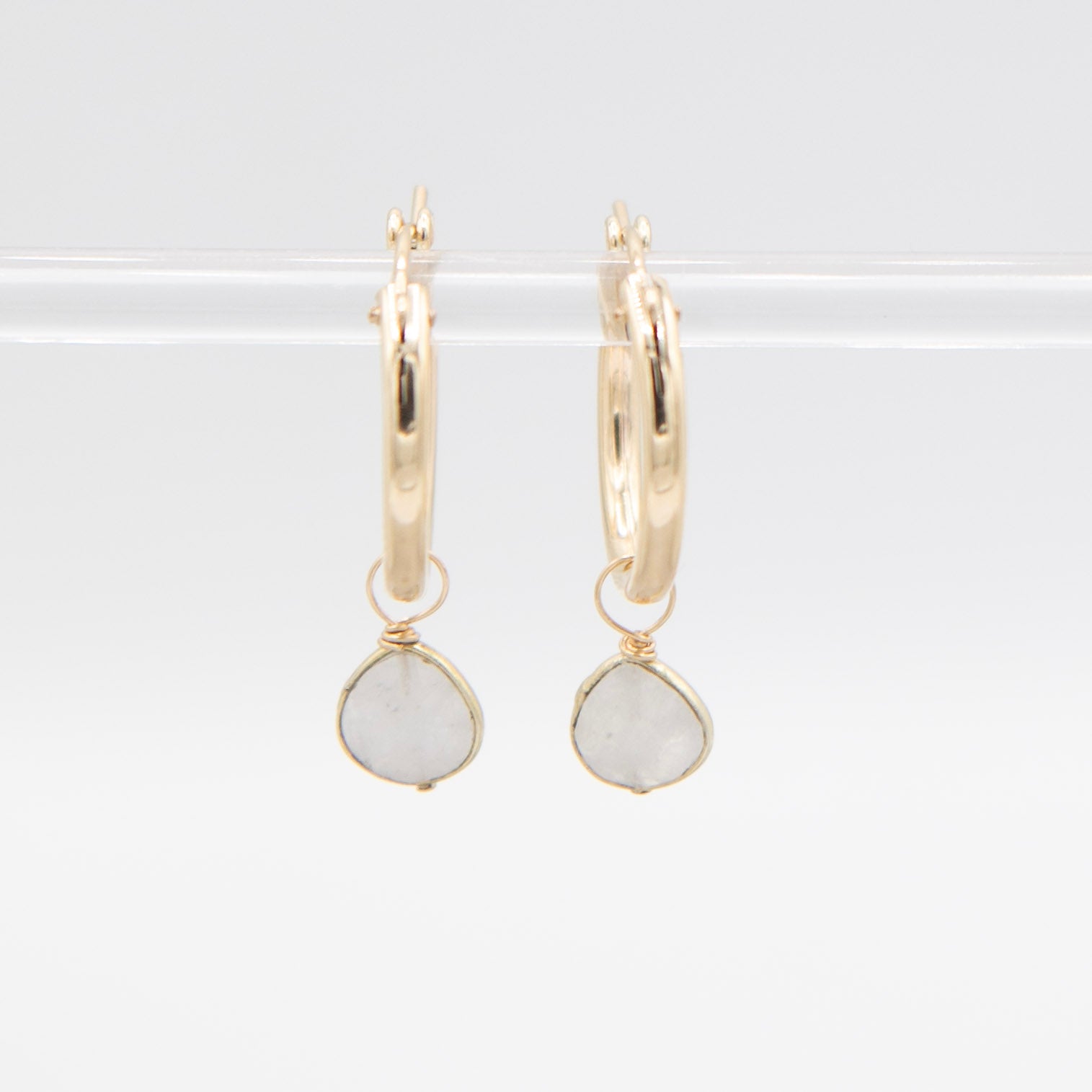 Moonstone Teardrop Hoop Drops - Jewel Ya