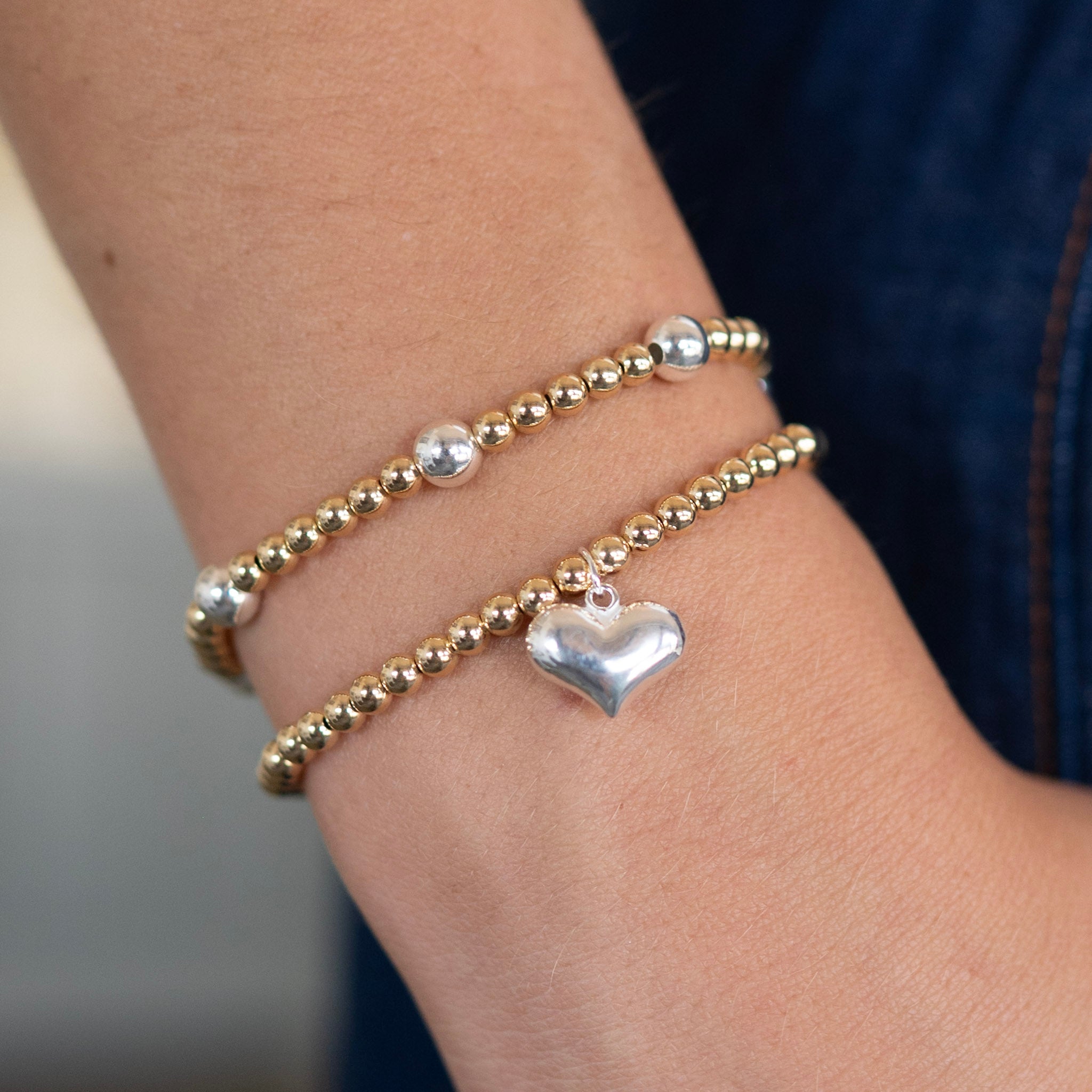 4mm Mixed Metal Beaded Lux Station Bracelet