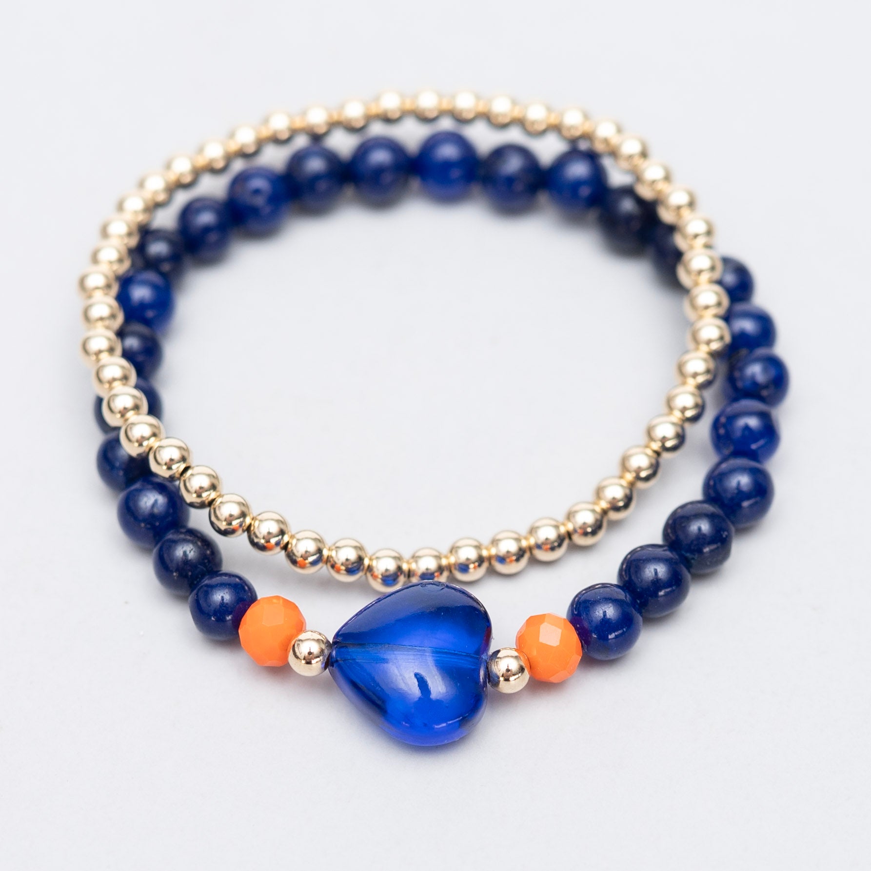 Blue Quartz Heart & Beaded Lux Bracelet Set
