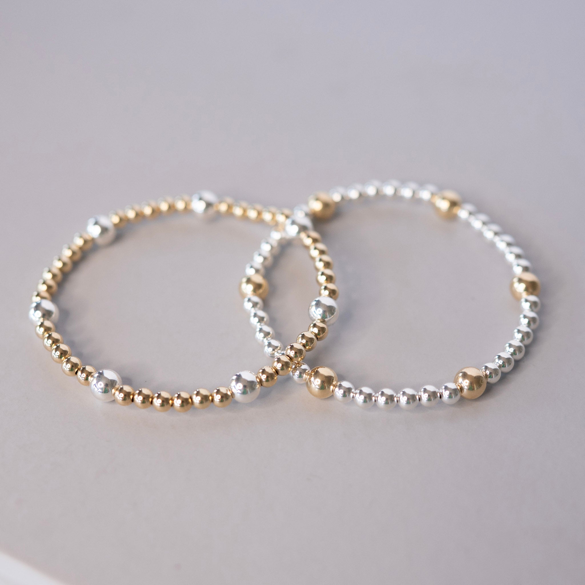 4mm Mixed Metal Beaded Lux Station Bracelet