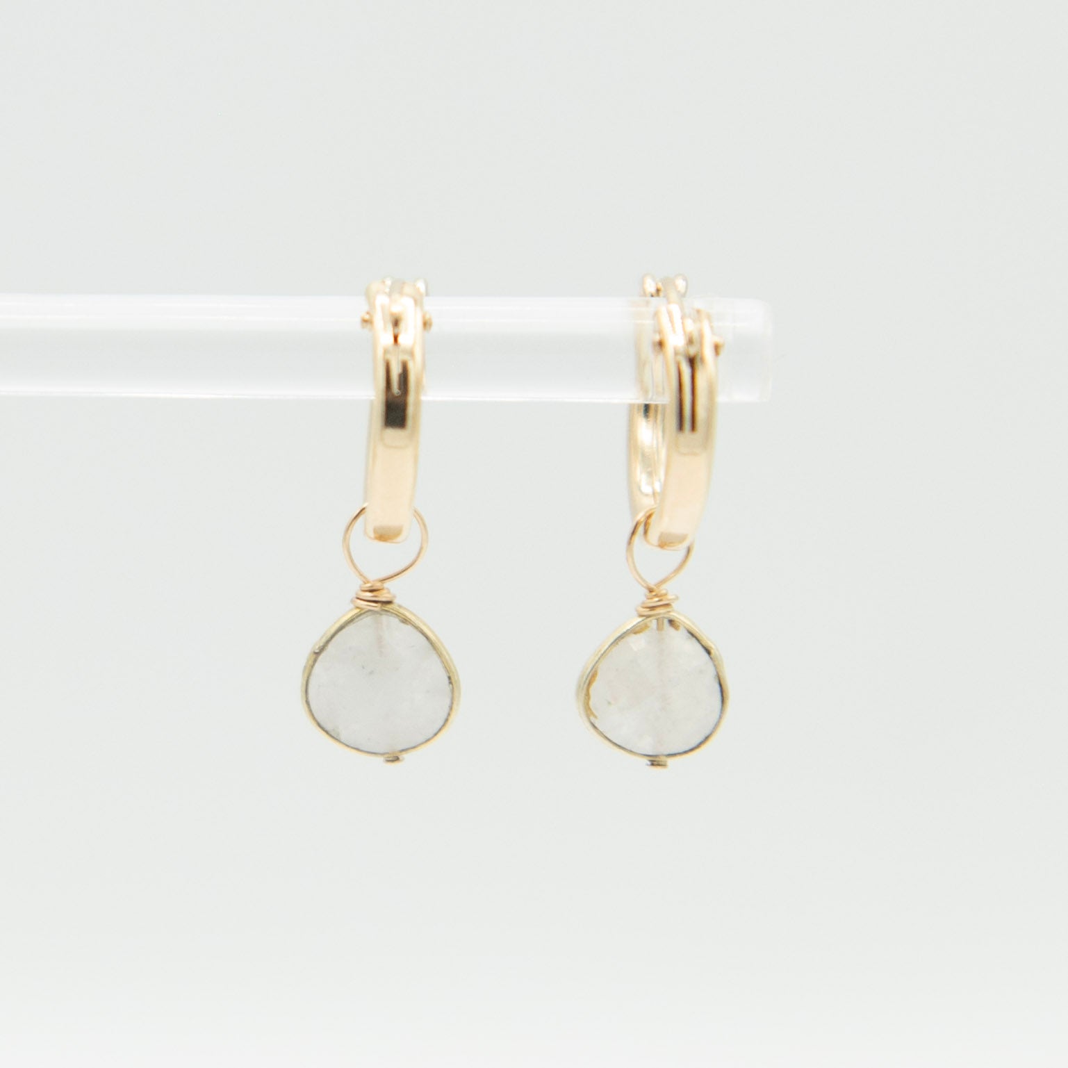Moonstone Teardrop Hoop Drops - Jewel Ya