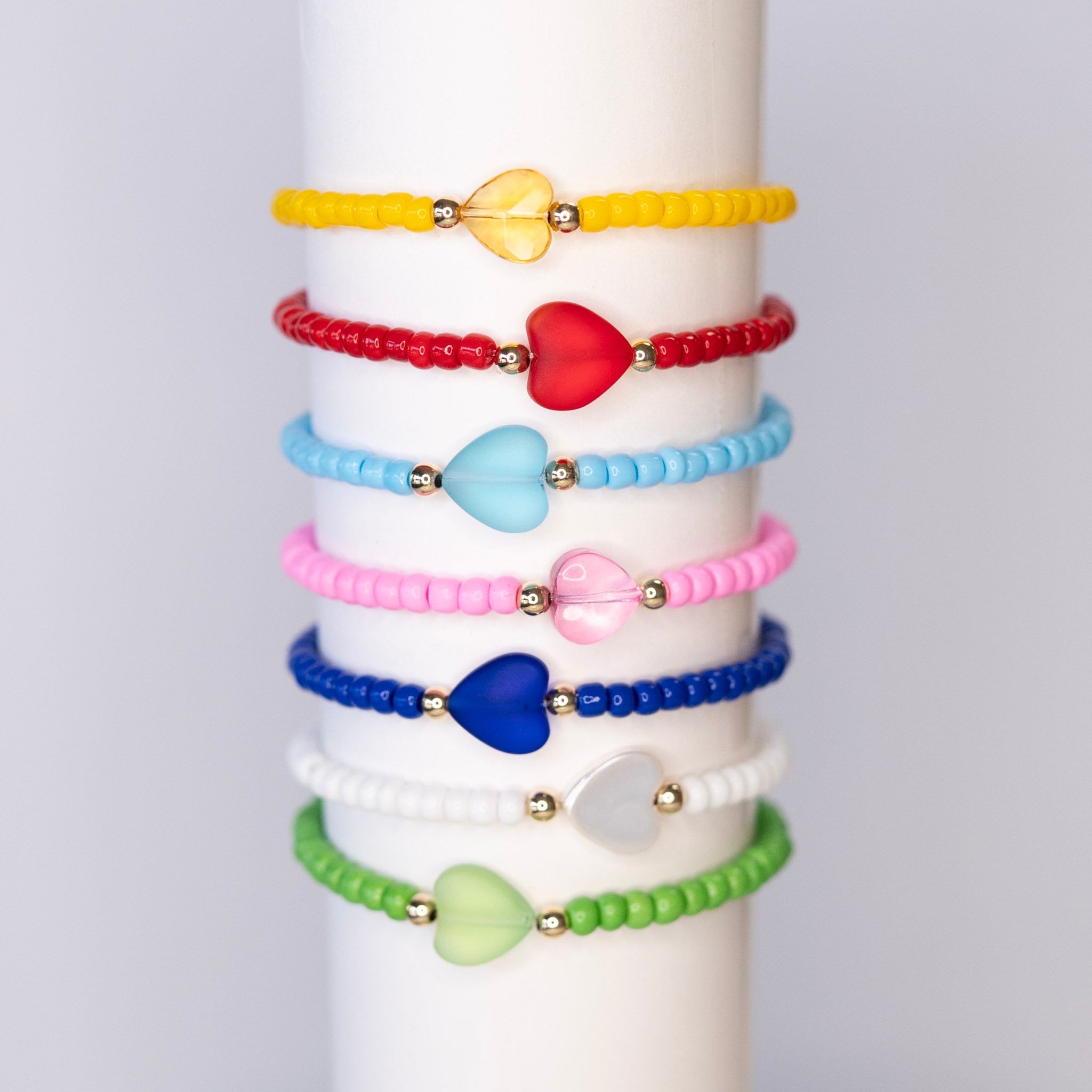 Summer Stacker Seed Bead Heart Bracelet Set - Jewel Ya