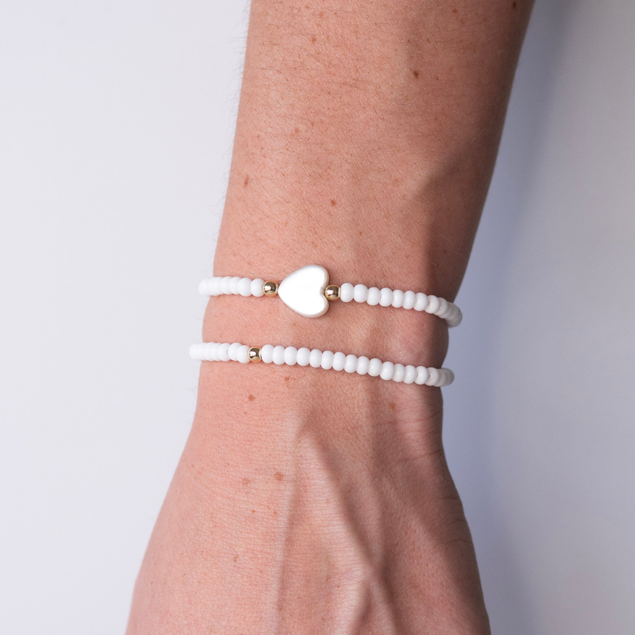 Summer Stacker Seed Bead Heart Bracelet Set