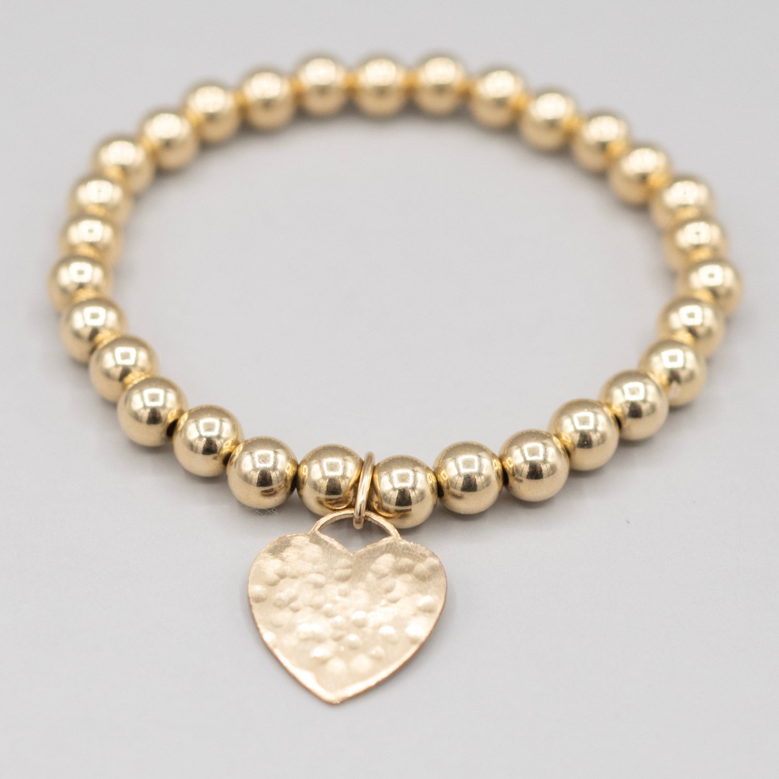 14K Gold Hearts Charm Bracelet