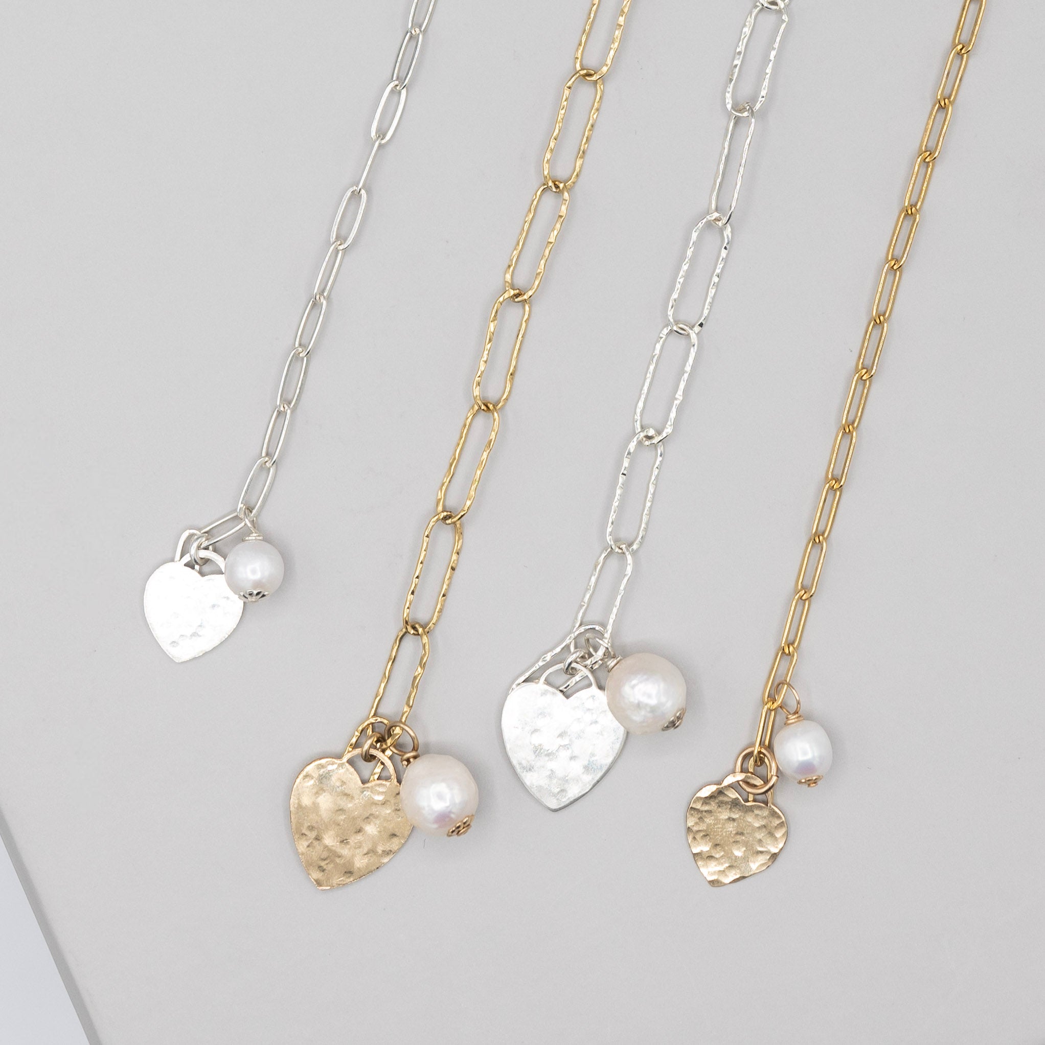 14k Gold Filled Paper Clip & Heart Bracelet - Jewel Ya