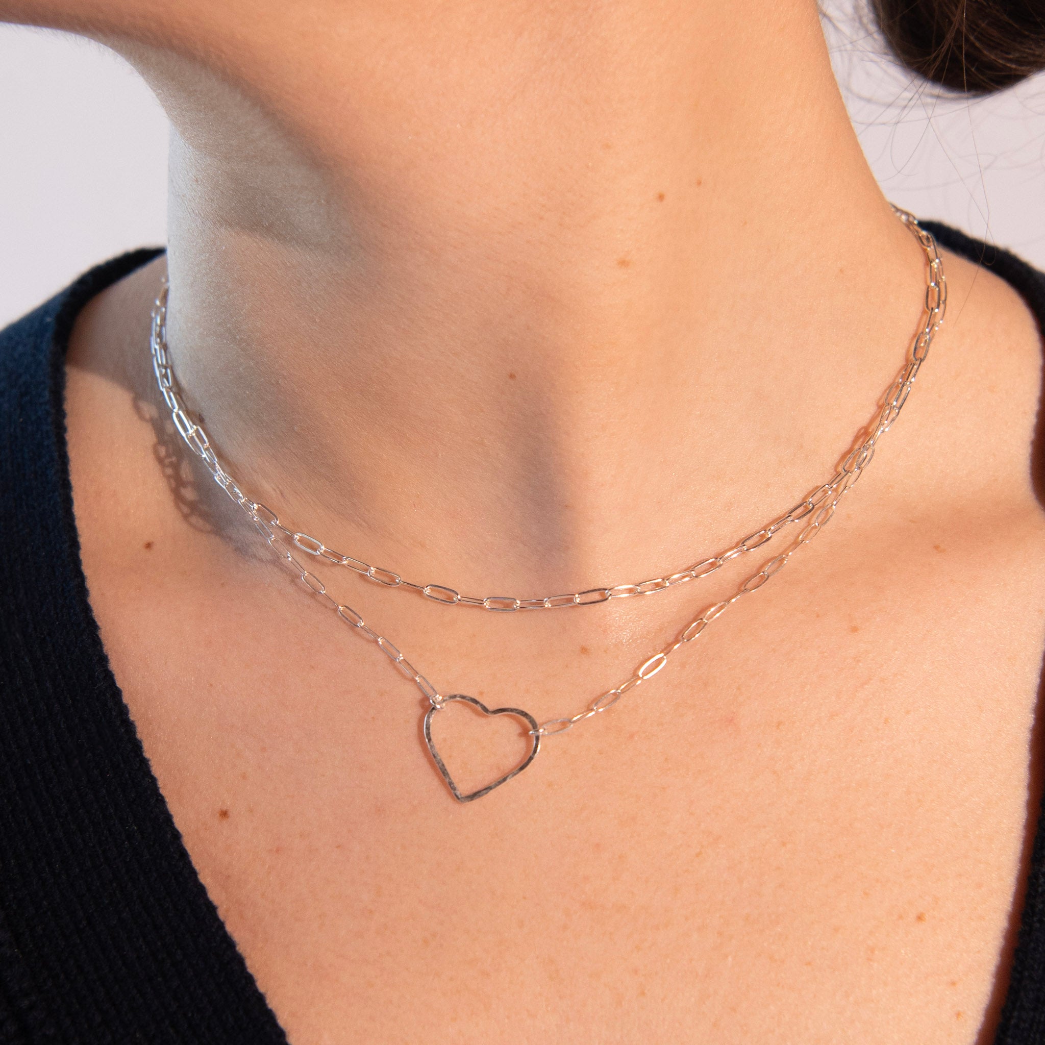 Heart Link Paper Clip Necklace - Jewel Ya