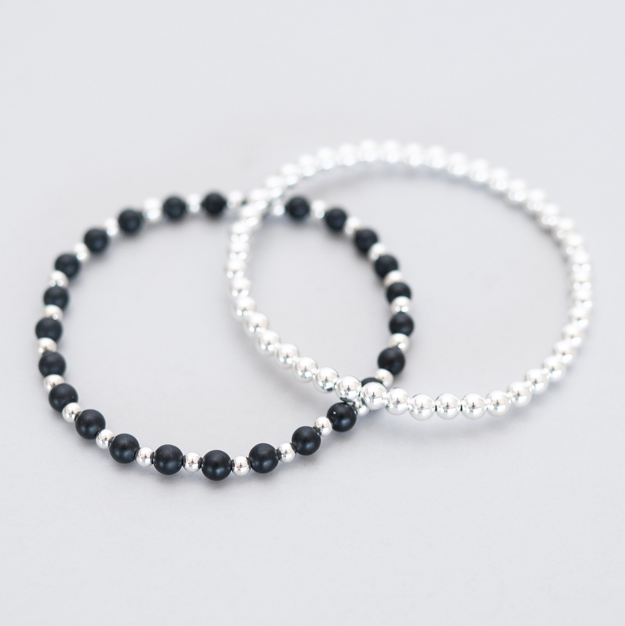 Matte Black & 14k Gold Filled Bracelet Set