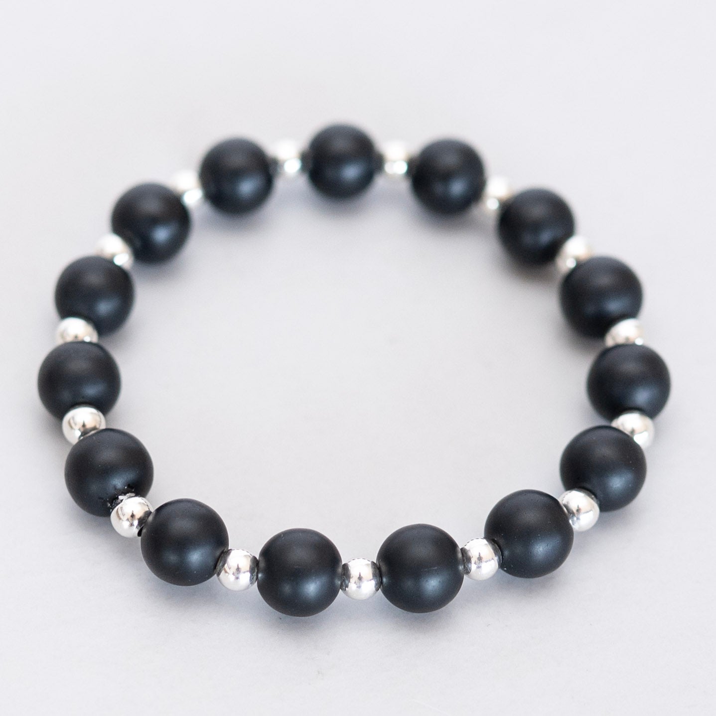 6mm Matte Black & Beaded Lux Bracelet - Jewel Ya