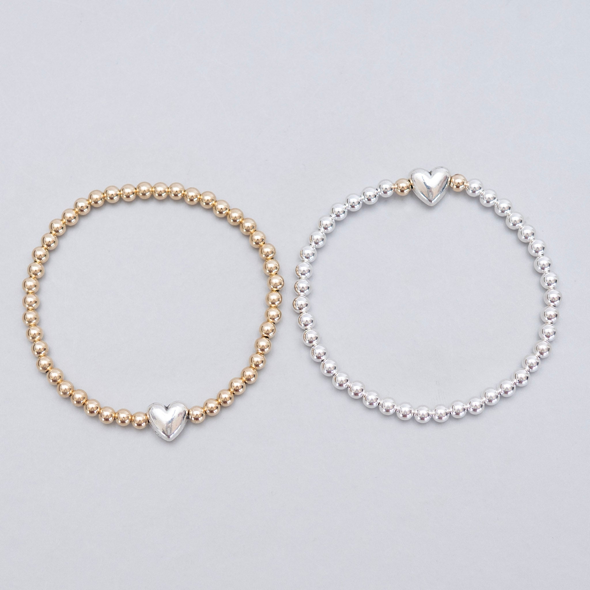 4mm Beaded Lux Puffy Heart Bracelet - Jewel Ya