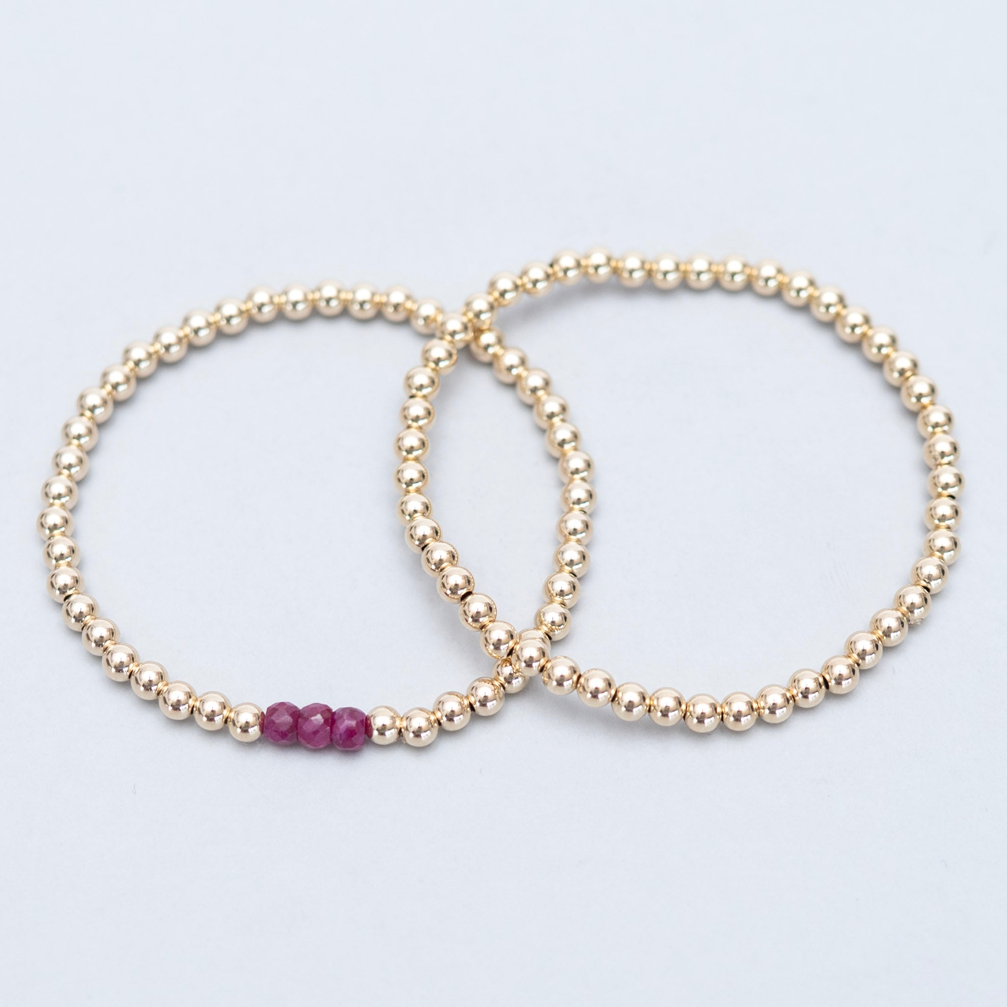 4mm Birthstone & Beaded Lux Bracelet Set