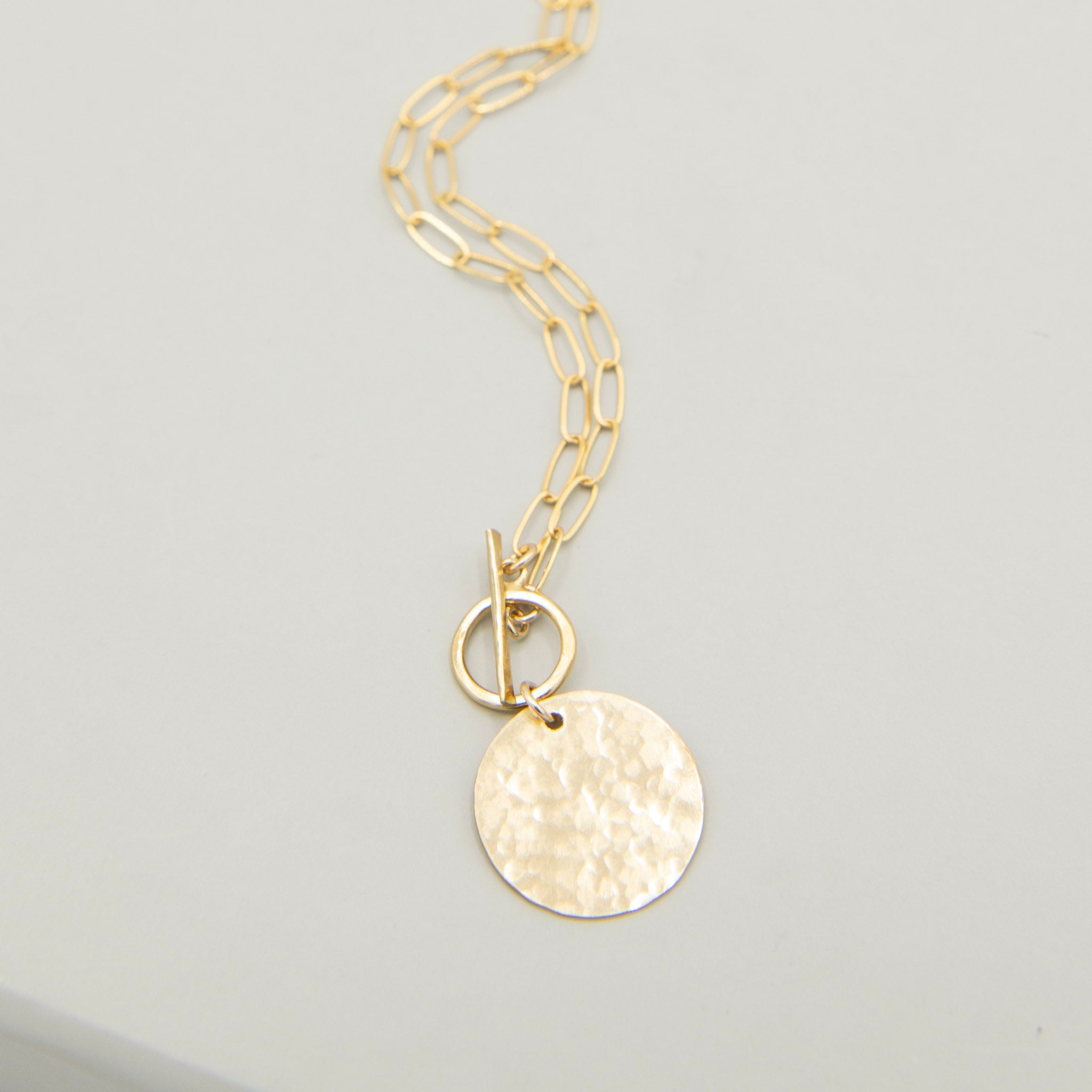 14k Gold Filled Medium Paperclip Toggle Charm Necklace - Jewel Ya