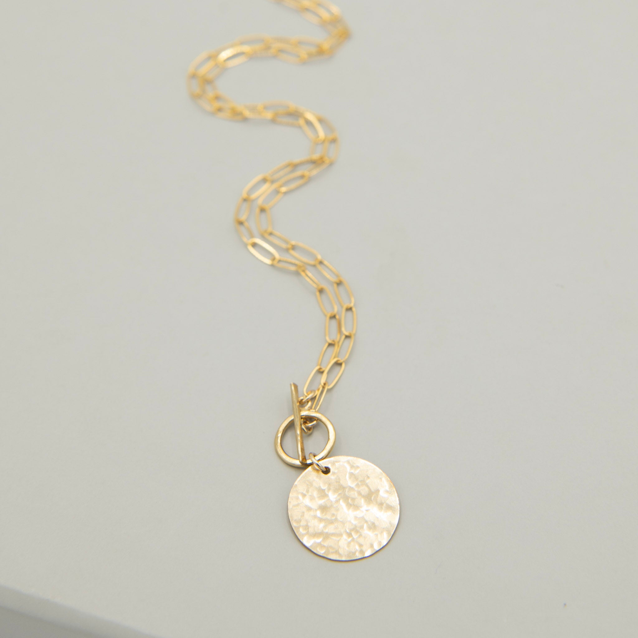 14k Gold Filled Medium Paperclip Toggle Charm Necklace - Jewel Ya
