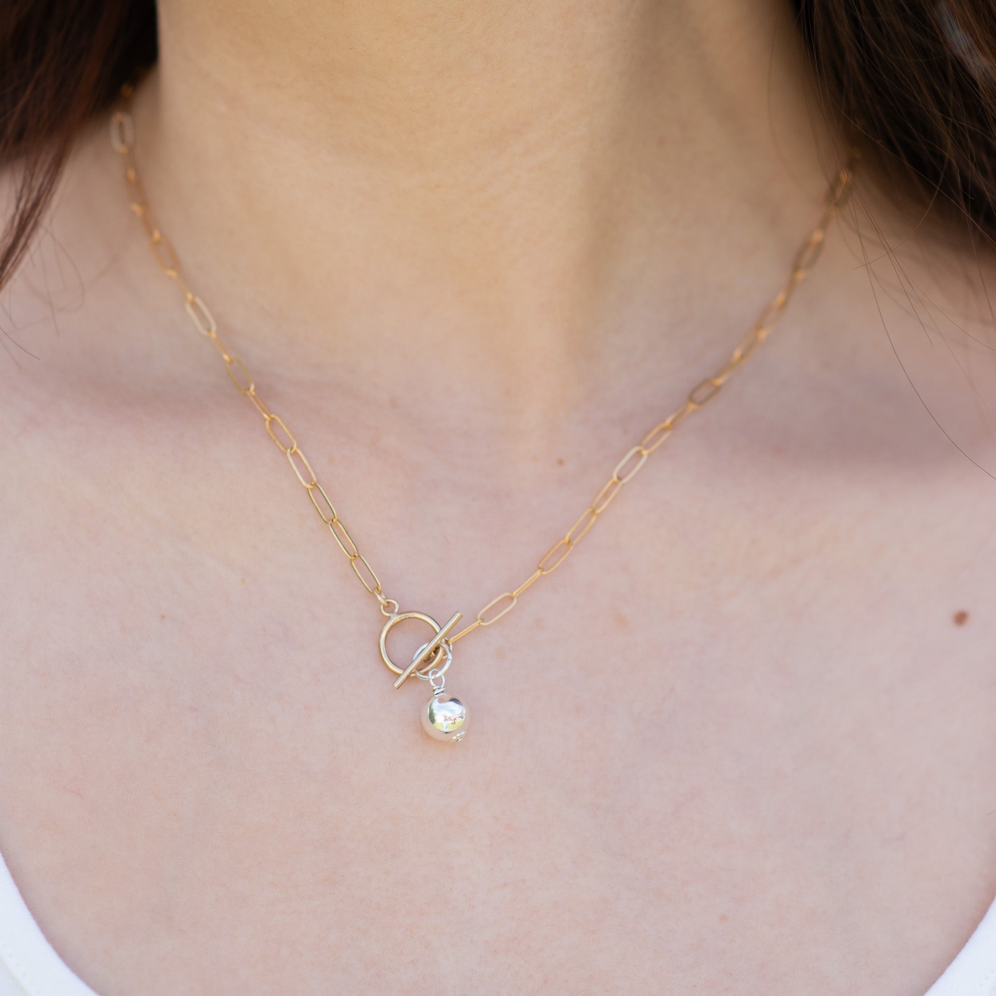 Medium Paper Clip Toggle Necklace & Charm Set - Jewel Ya