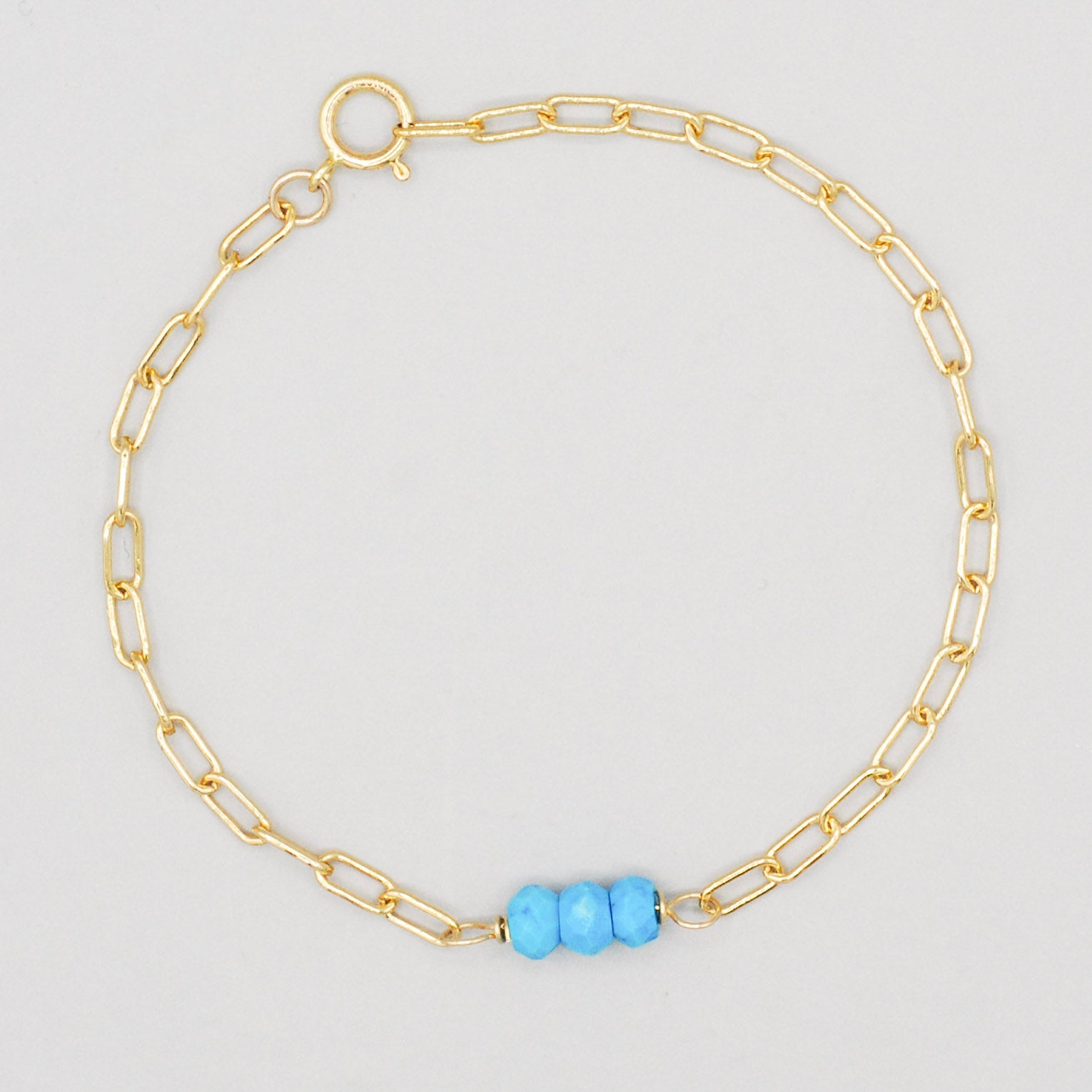 December Turquoise Paper Clip Chain Bracelet - Jewel Ya