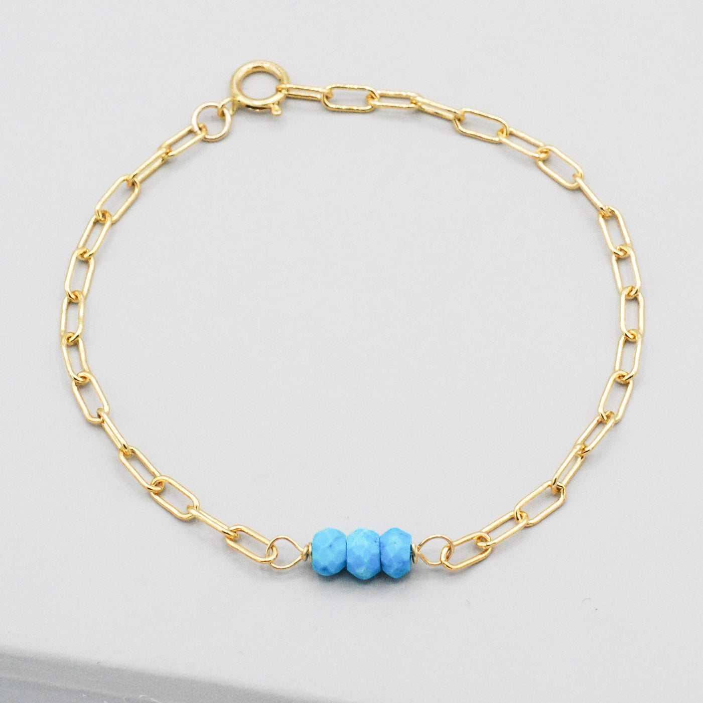 December Turquoise Paper Clip Chain Bracelet - Jewel Ya