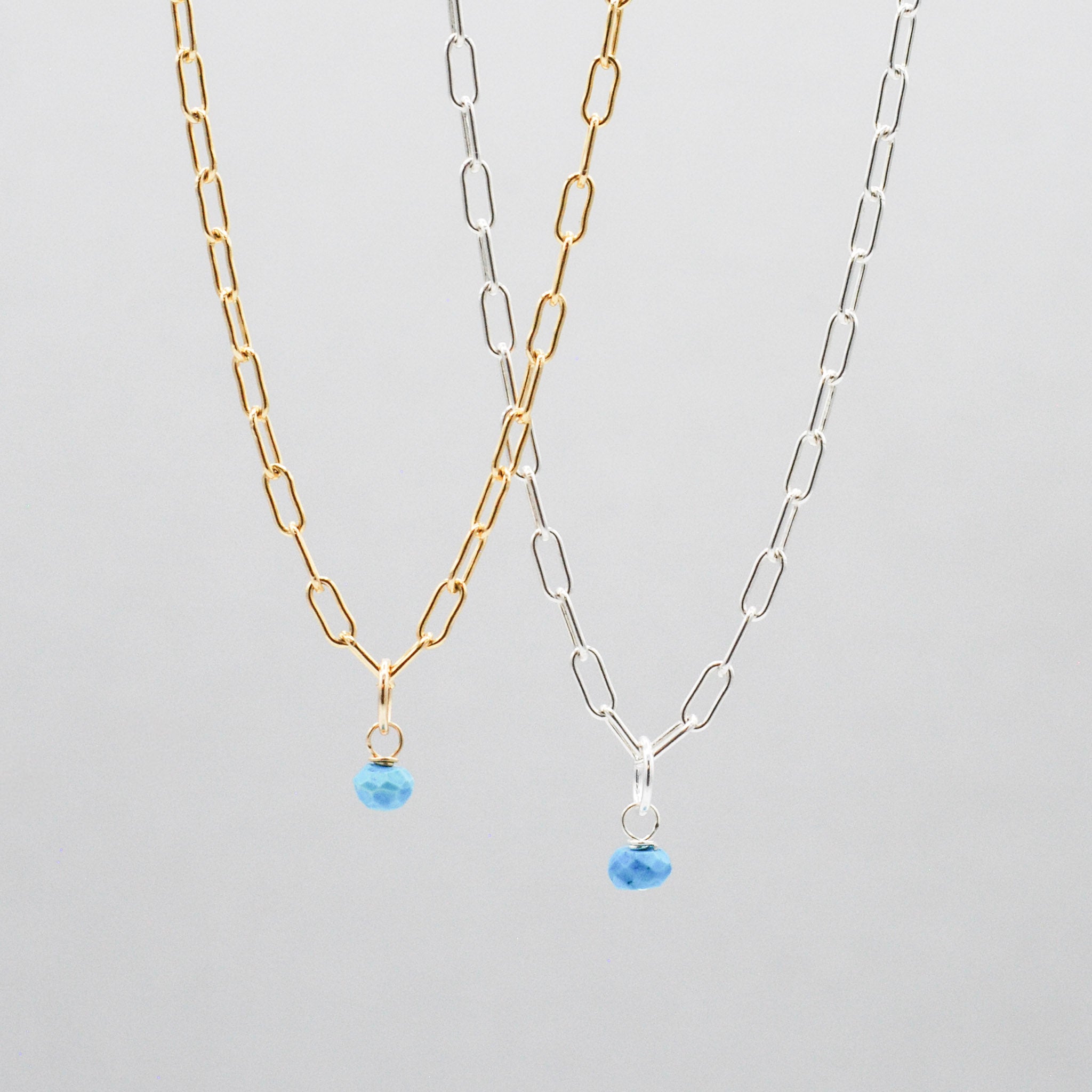 Birthstone Paperclip Charm Necklace - Jewel Ya