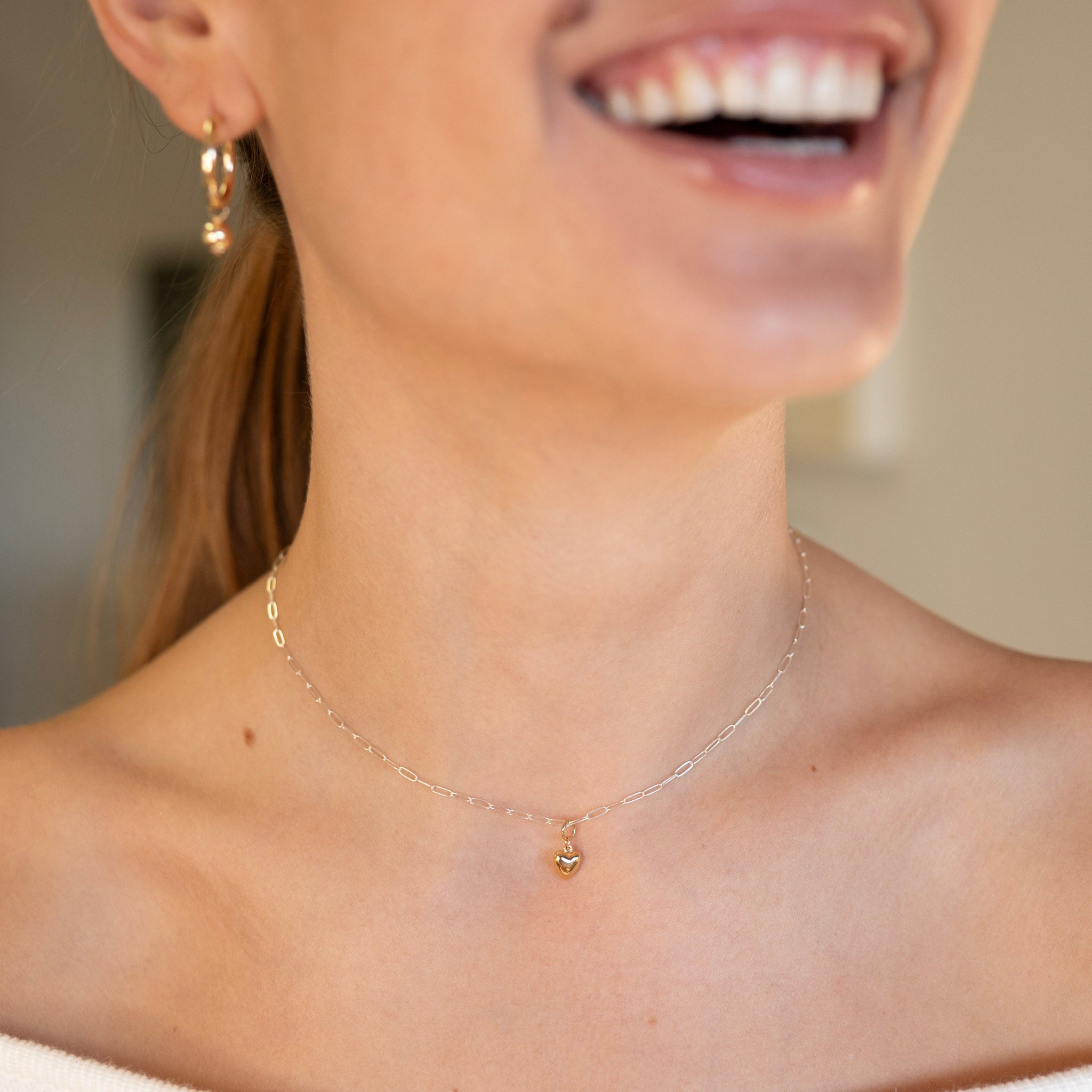 Tiny Puffy Heart Necklace - Jewel Ya