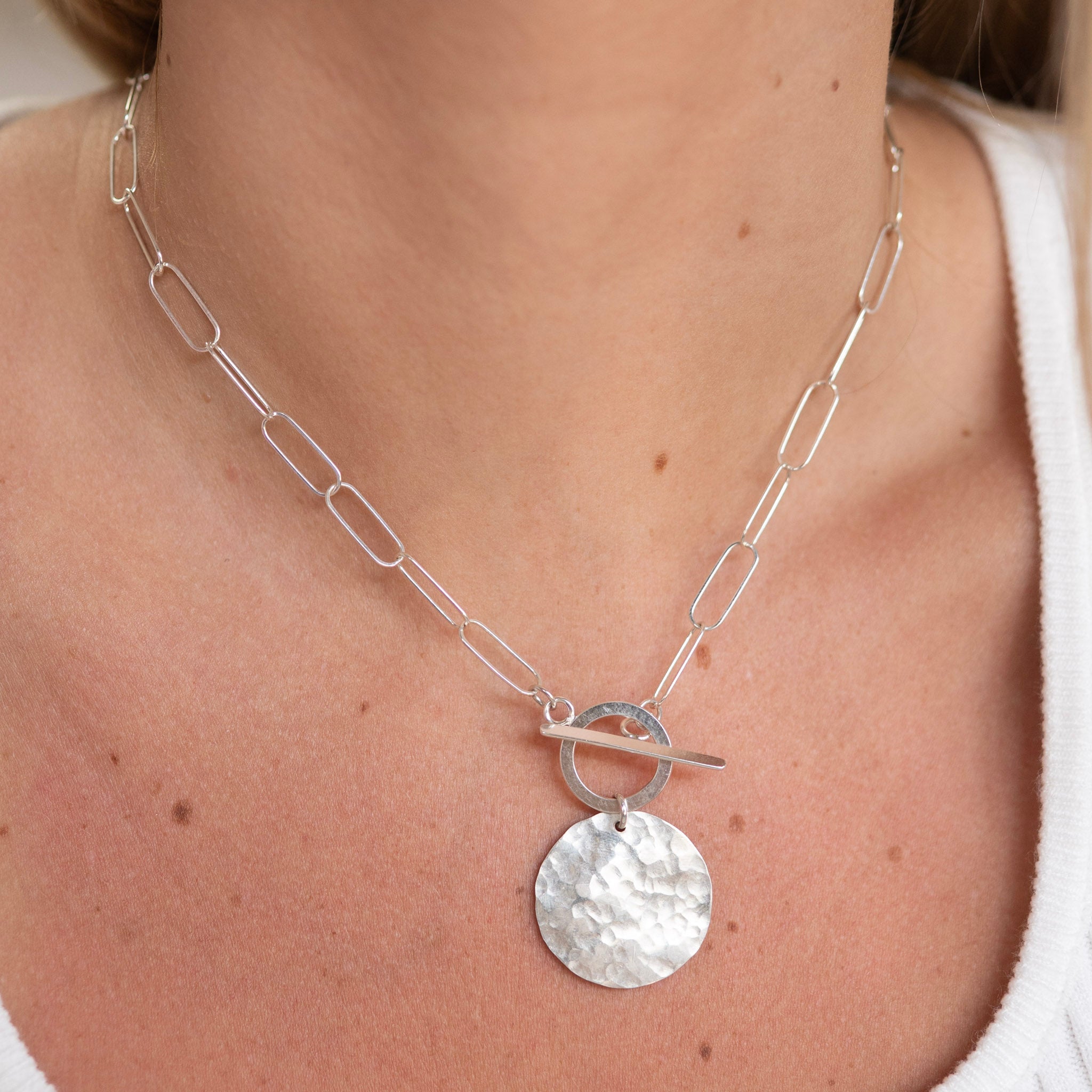 Extra Large Paperclip Toggle Charm Necklace