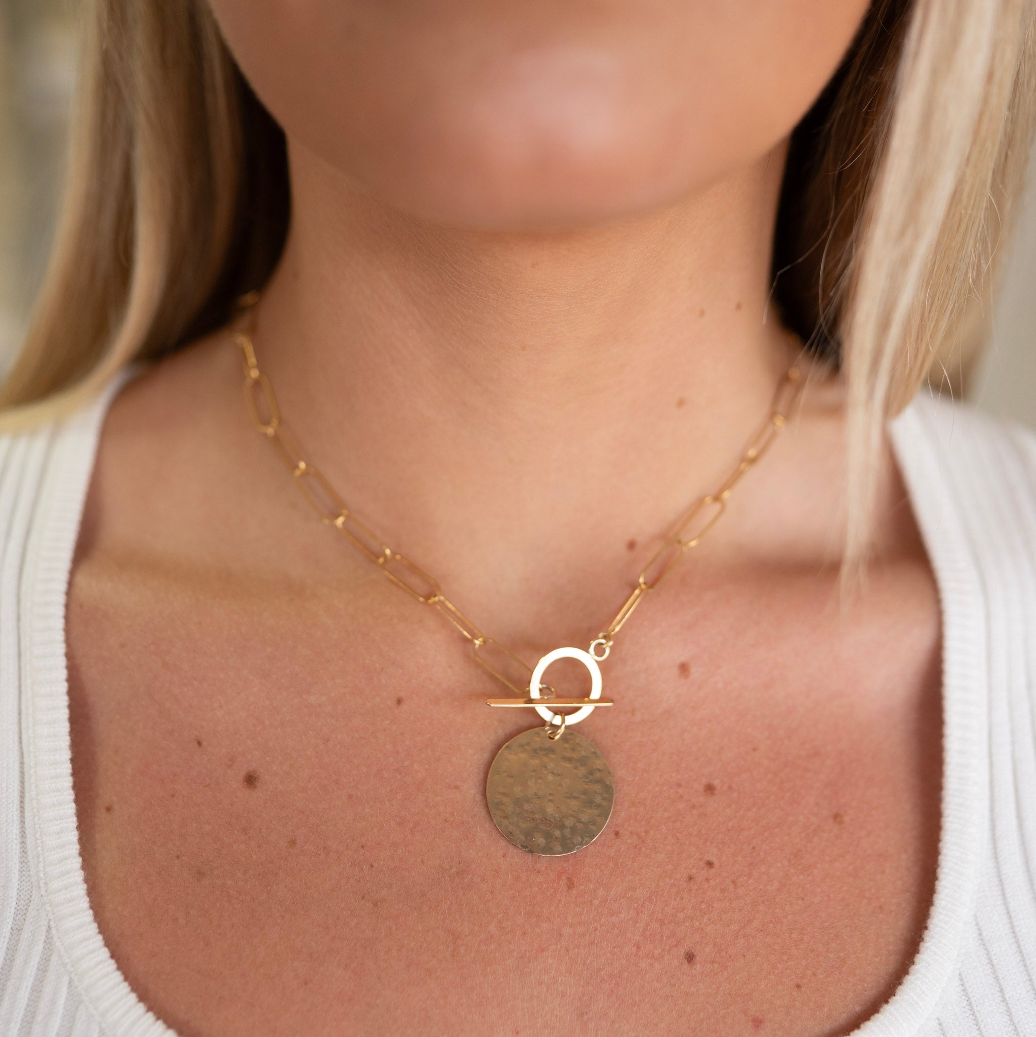 Extra Large Paperclip Toggle Charm Necklace