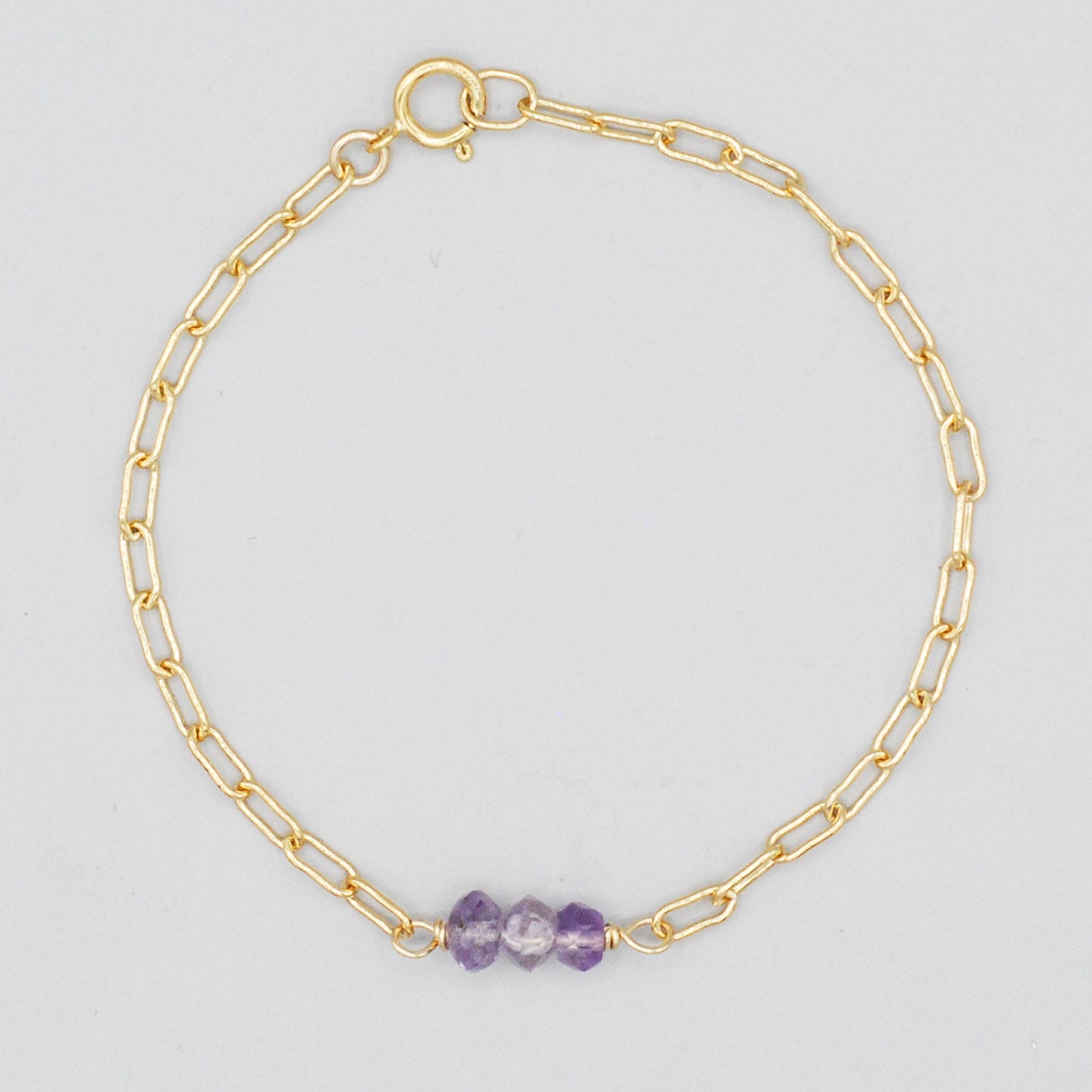 February Amethyst Paper Clip Chain Bracelet - Jewel Ya