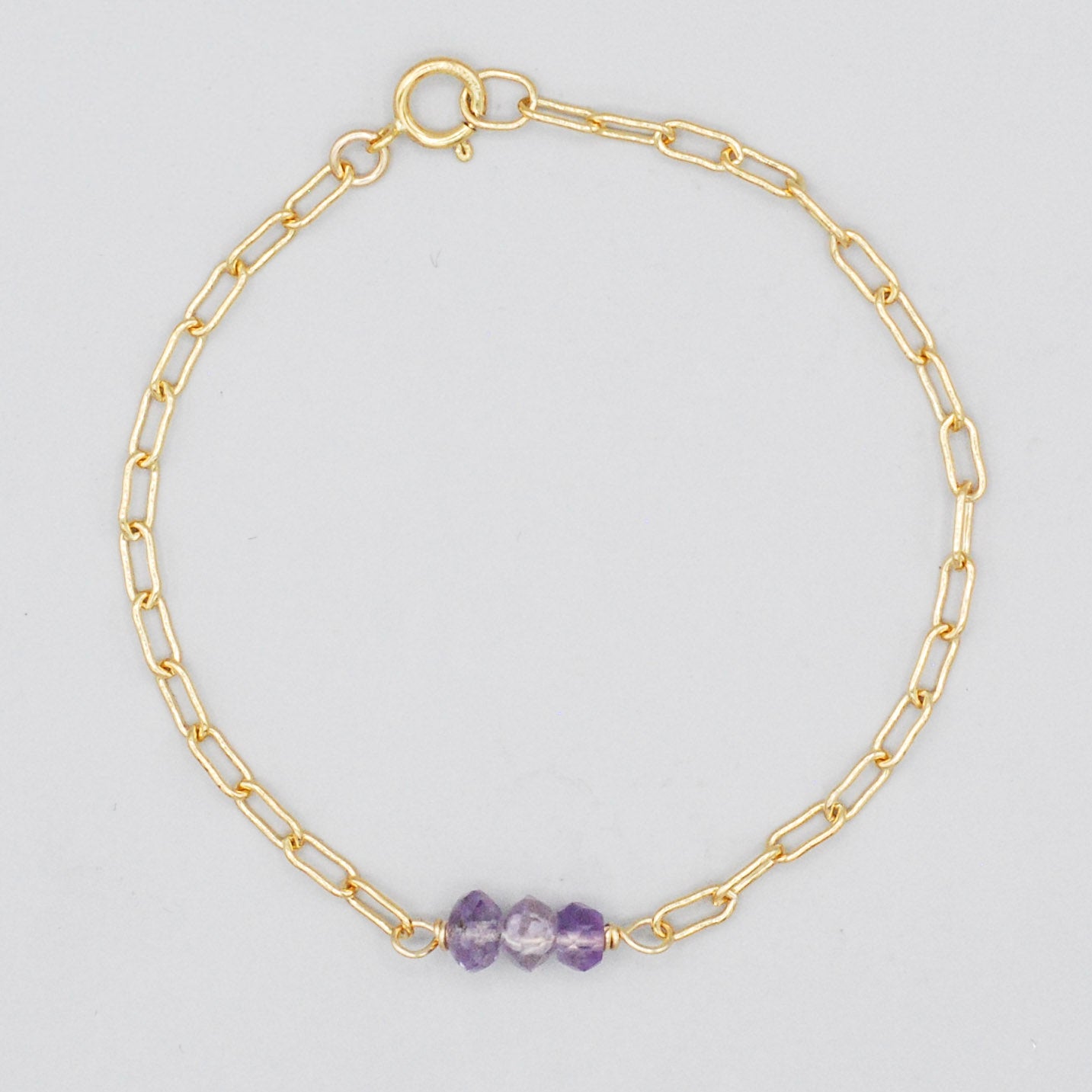 February Amethyst Paperclip Chain Bracelet - Jewel Ya