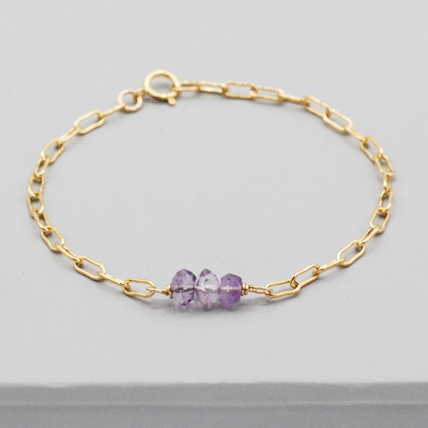 February Amethyst Paperclip Chain Bracelet - Jewel Ya