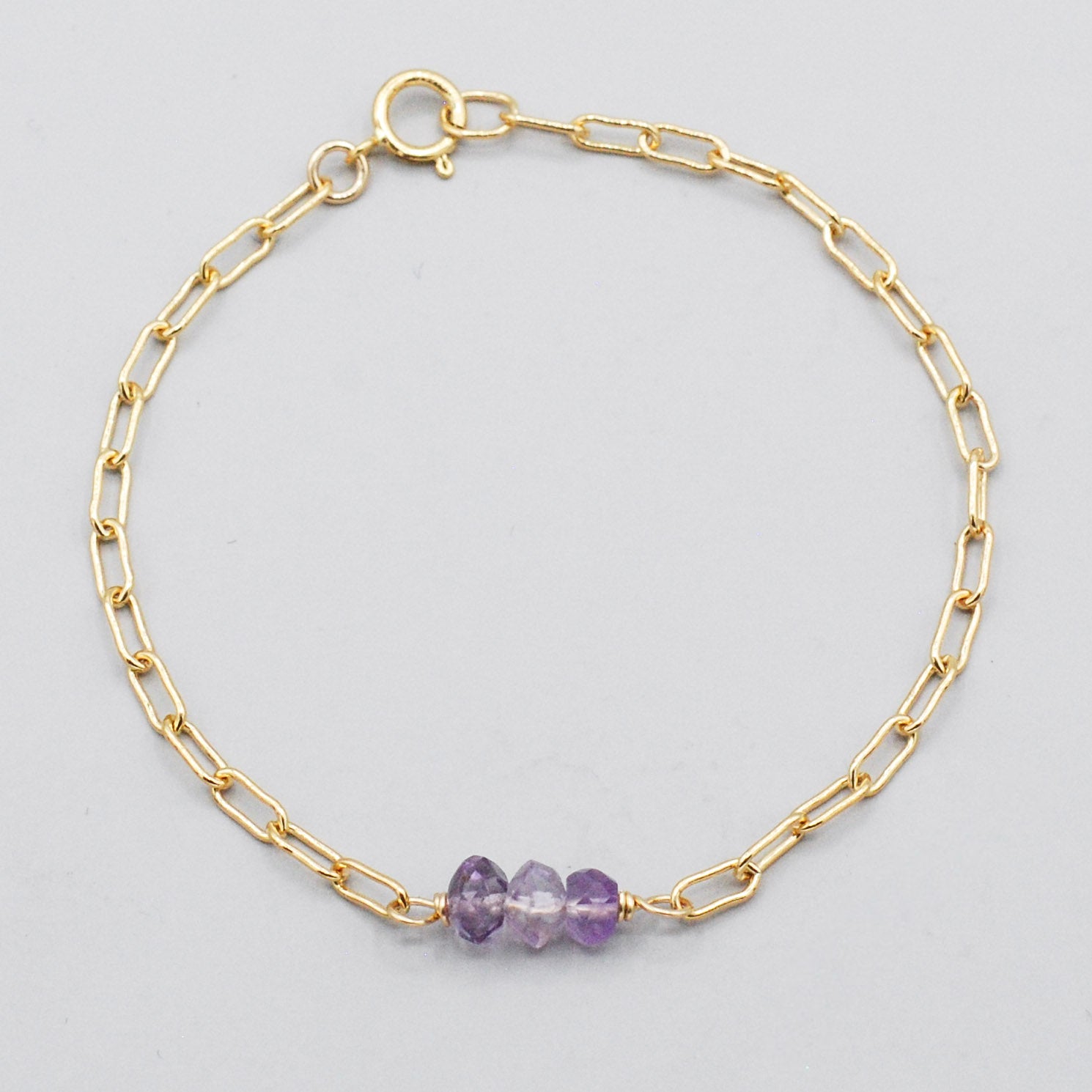 February Amethyst Paper Clip Chain Bracelet - Jewel Ya