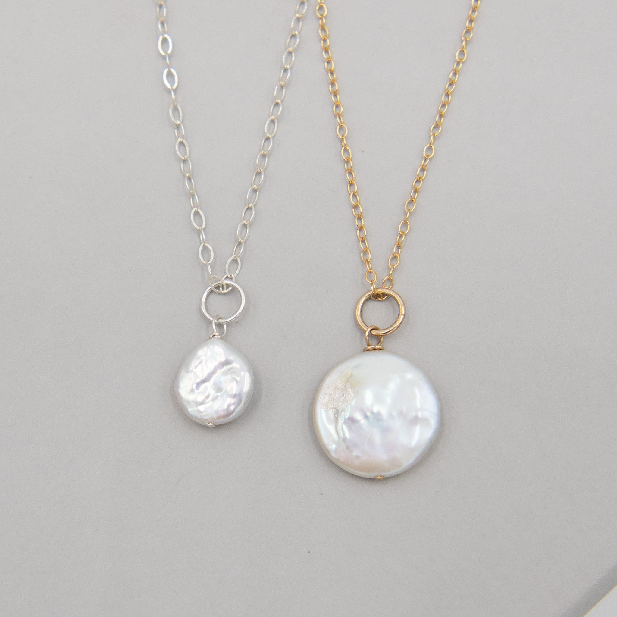 16mm AAA Natural White Freshwater Coin hotsell Pearl Pendant on .925 Gold Vermeil Chain