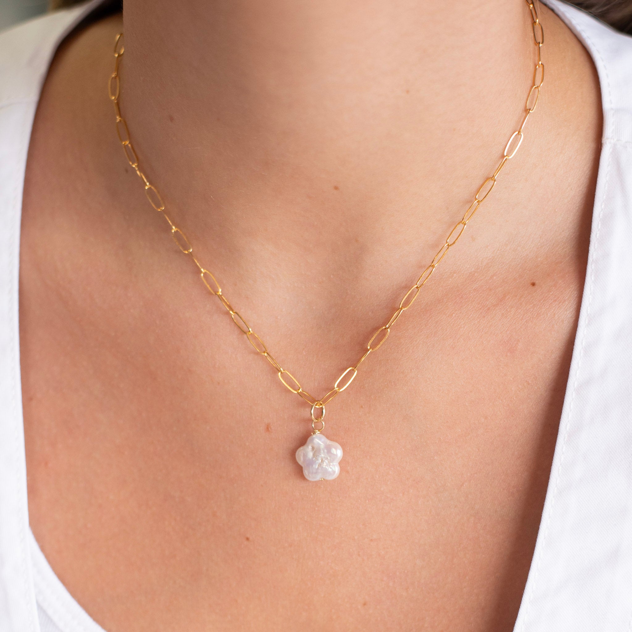 Freshwater Pearl Heart or Flower Charm Necklace - Jewel Ya